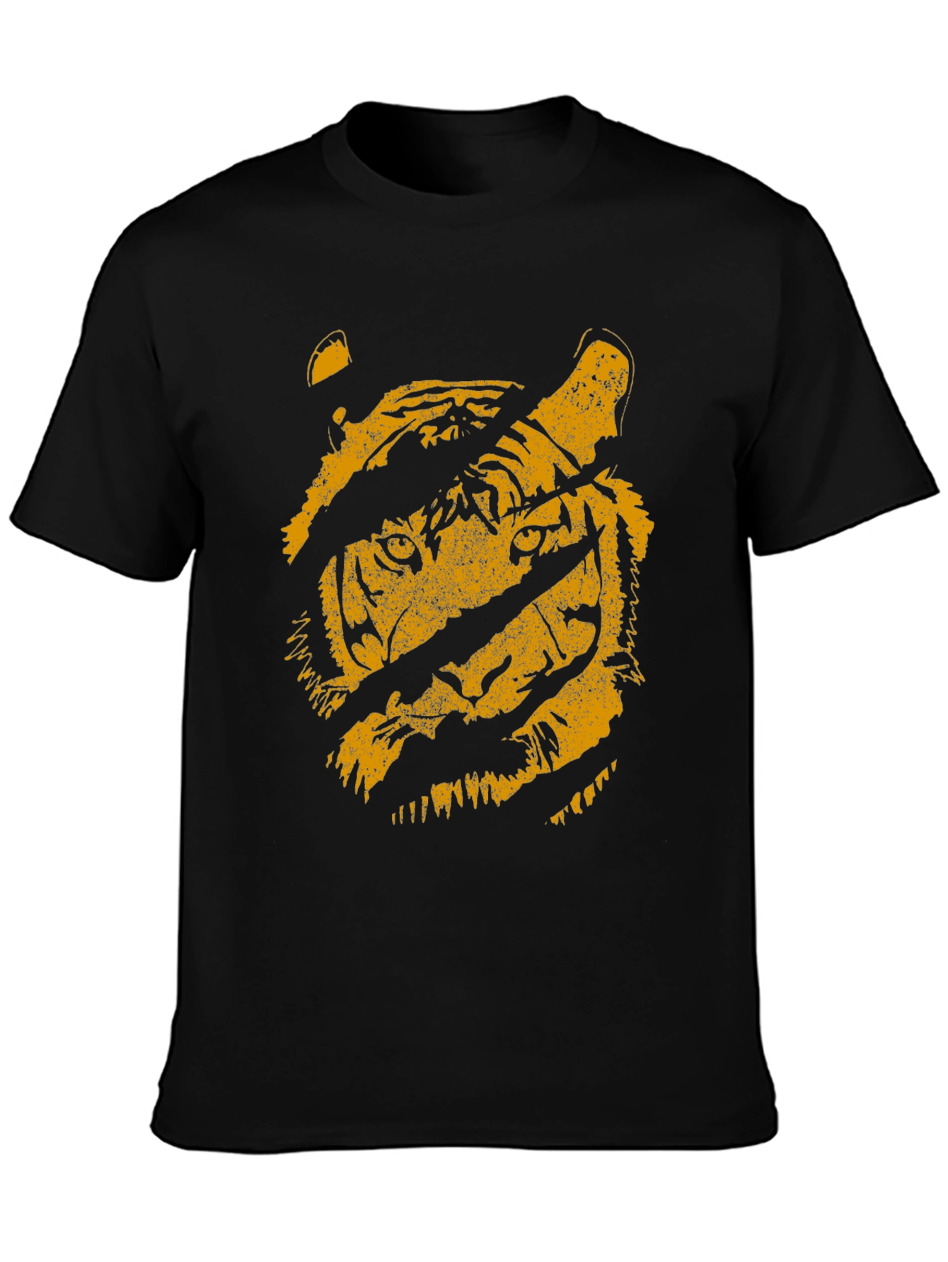Black Men's Black Tiger Graphic T-Shirt view 3