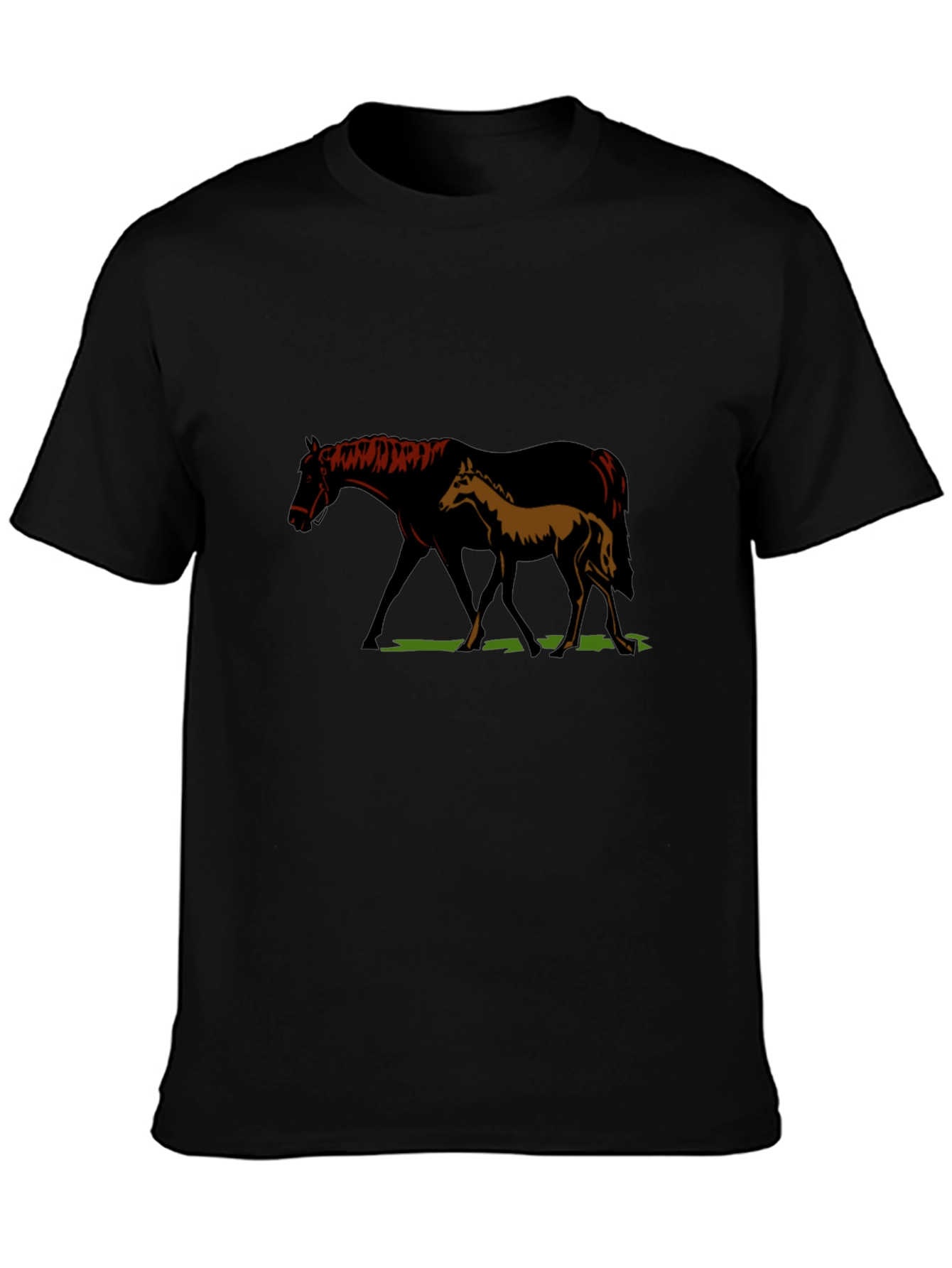 Black Horse & Foal Graphic T-Shirt - Unisex Black Tee view 3