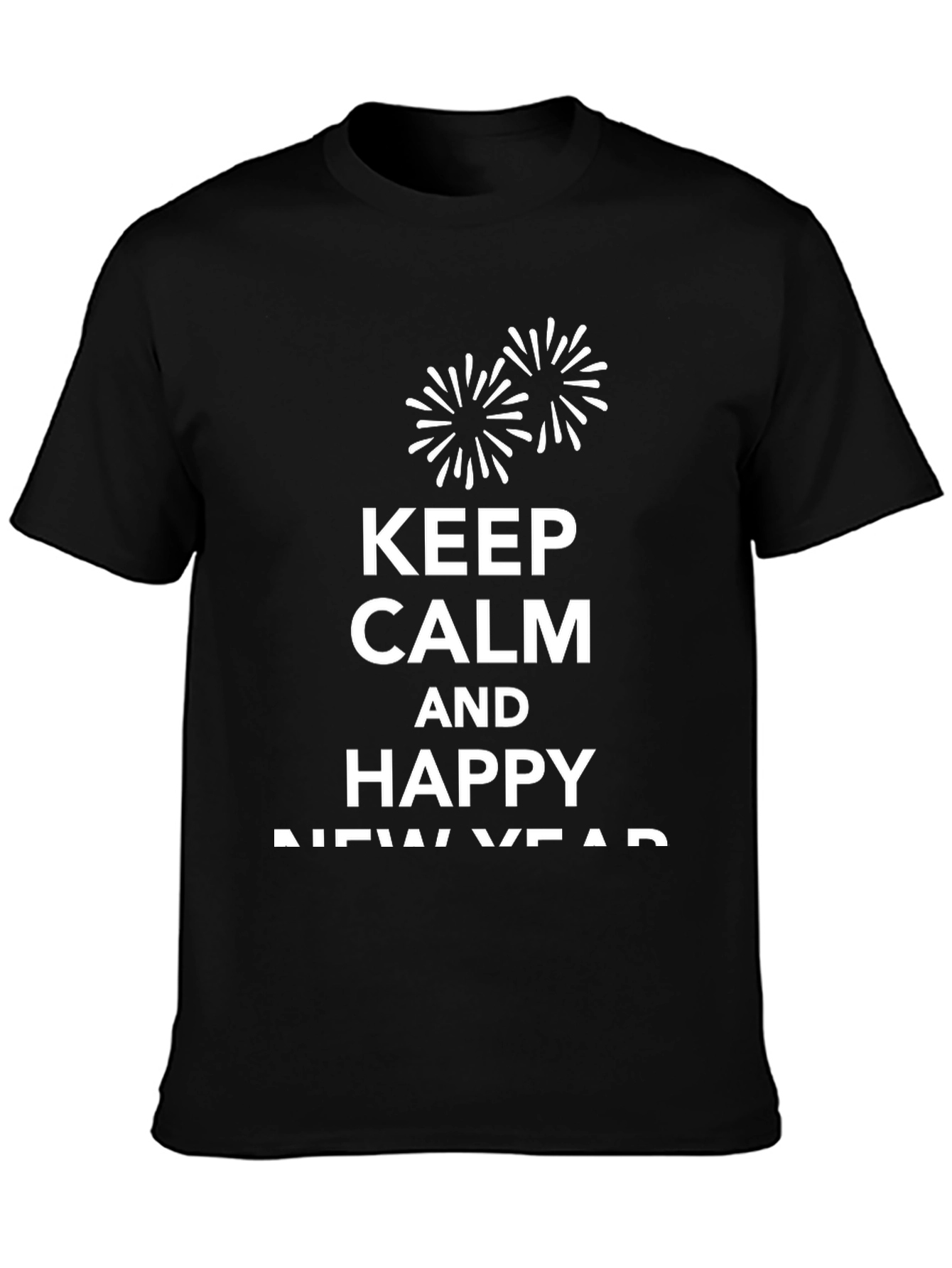Black Keep Calm & Happy New Year T-Shirt view 3