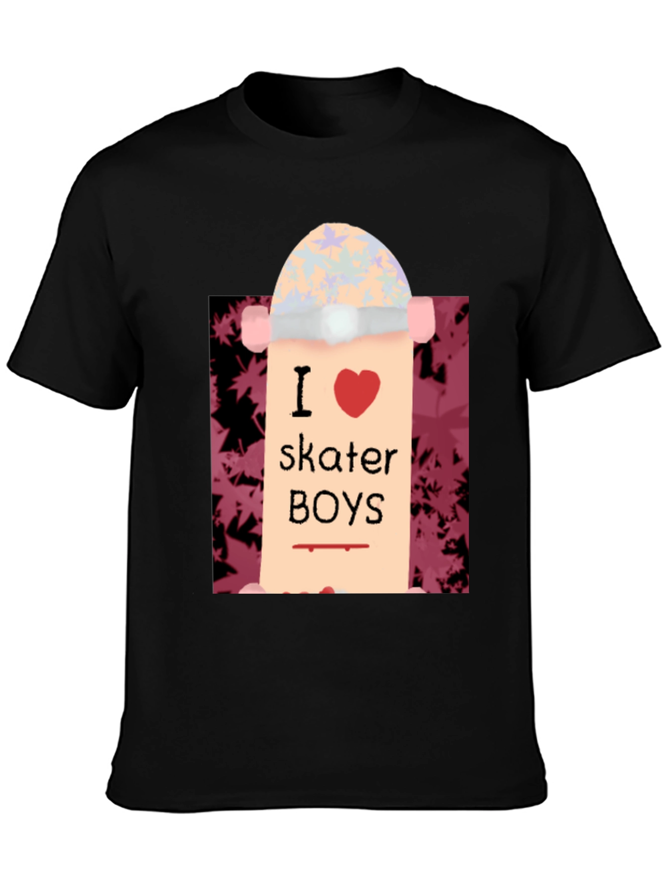 Black I Love Skater Boys T-Shirt | Unique Skateboard Tee view 3