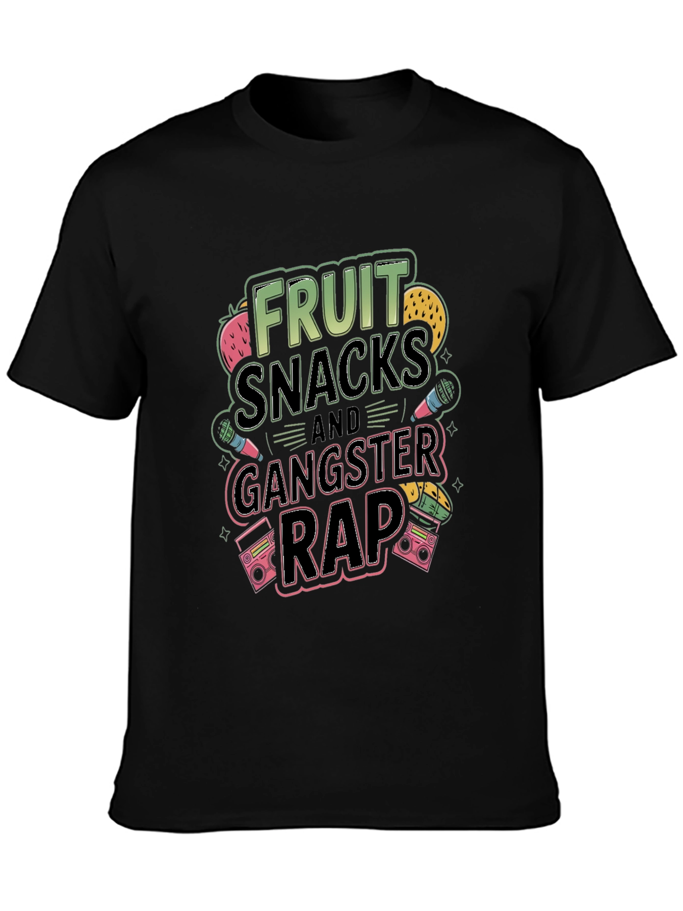 Black Fruit Snacks and Gangster Rap T-Shirt view 3