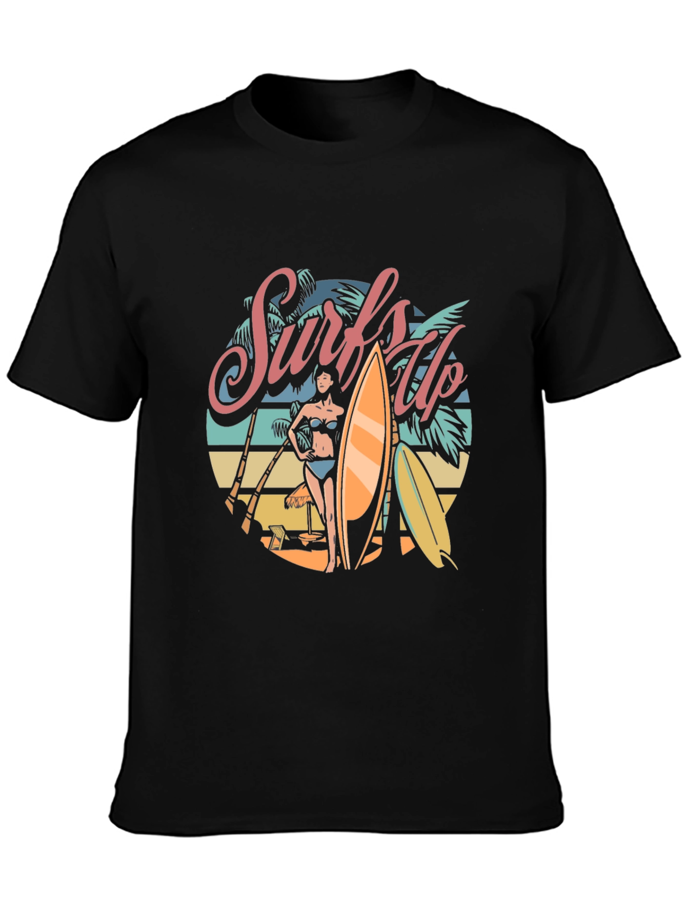 Black Surfs Up Graphic T-Shirt - Beach Vibes view 3