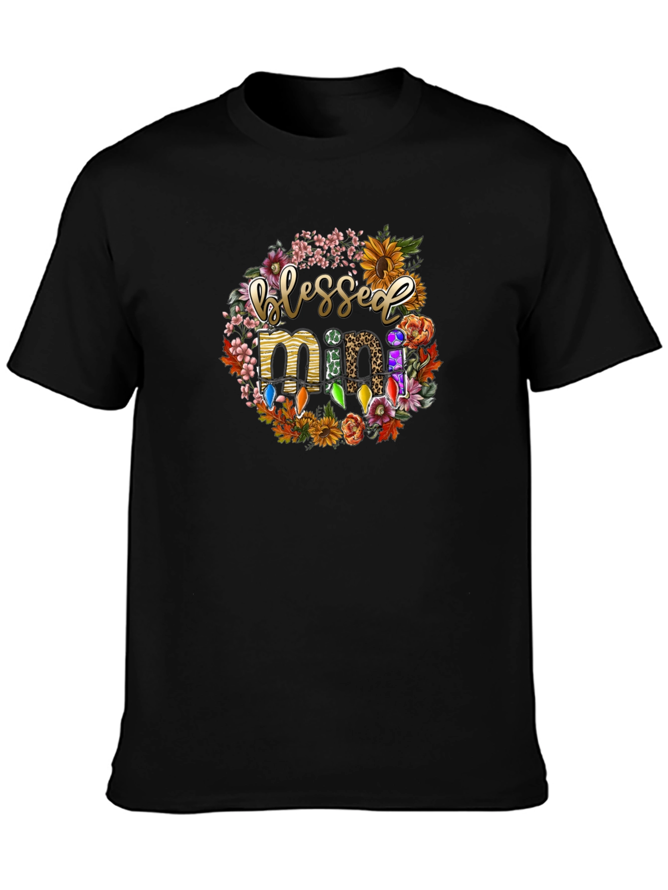 Black Blessed Mini Floral Graphic T-Shirt view 3
