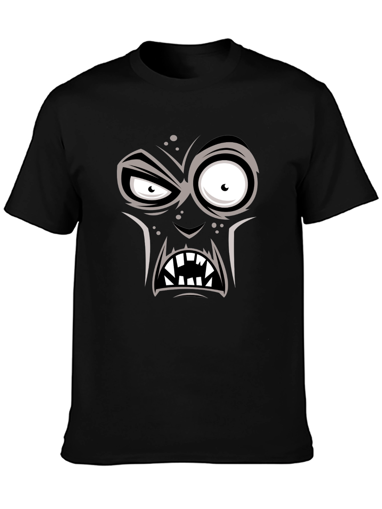 Black Monster Face Graphic T-Shirt view 3