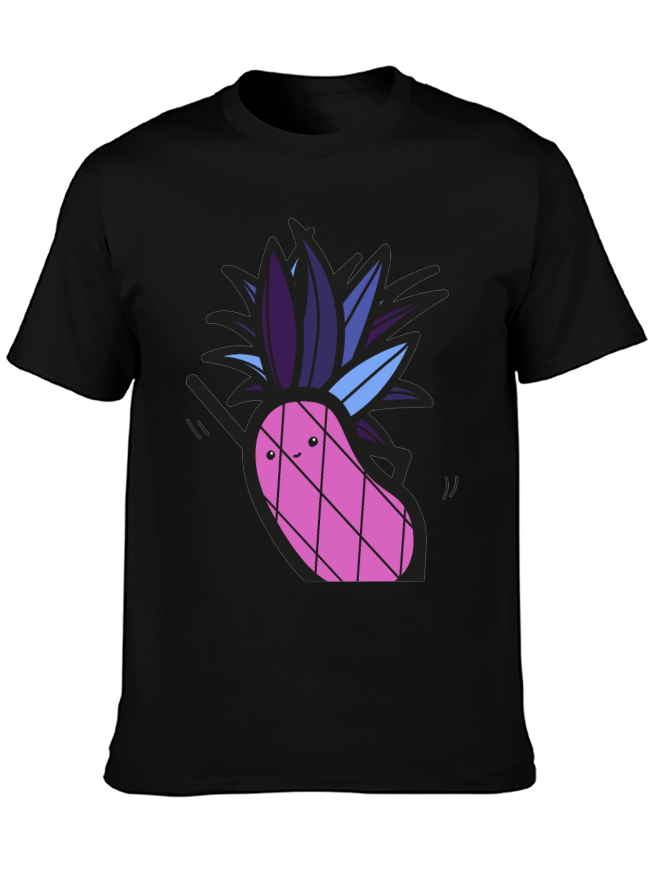 Black Funny Pineapple Graphic Tee - Black Cotton T-Shirt view 3