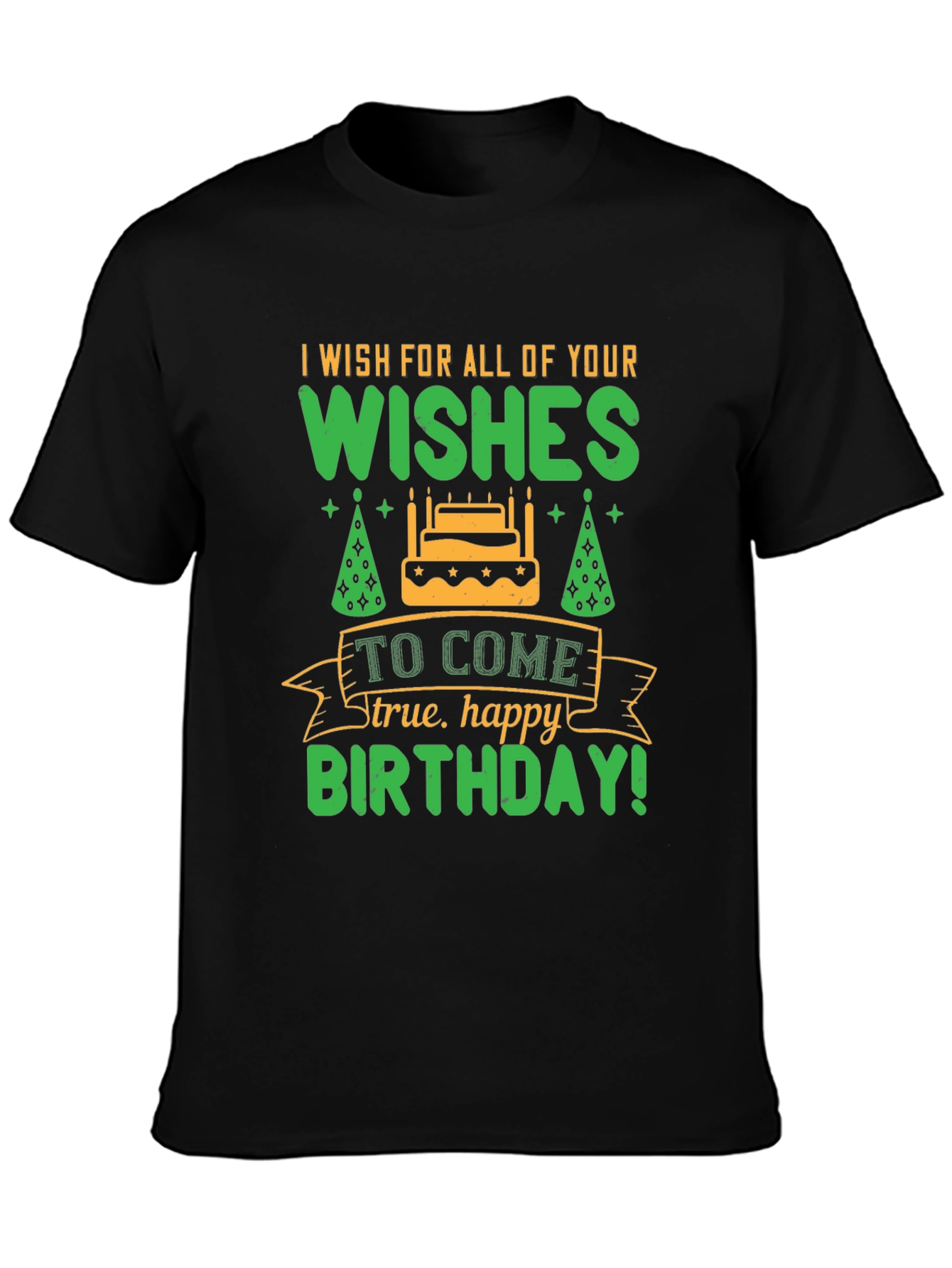 Black Birthday Wishes Graphic Tee - Black Cotton Shirt view 3