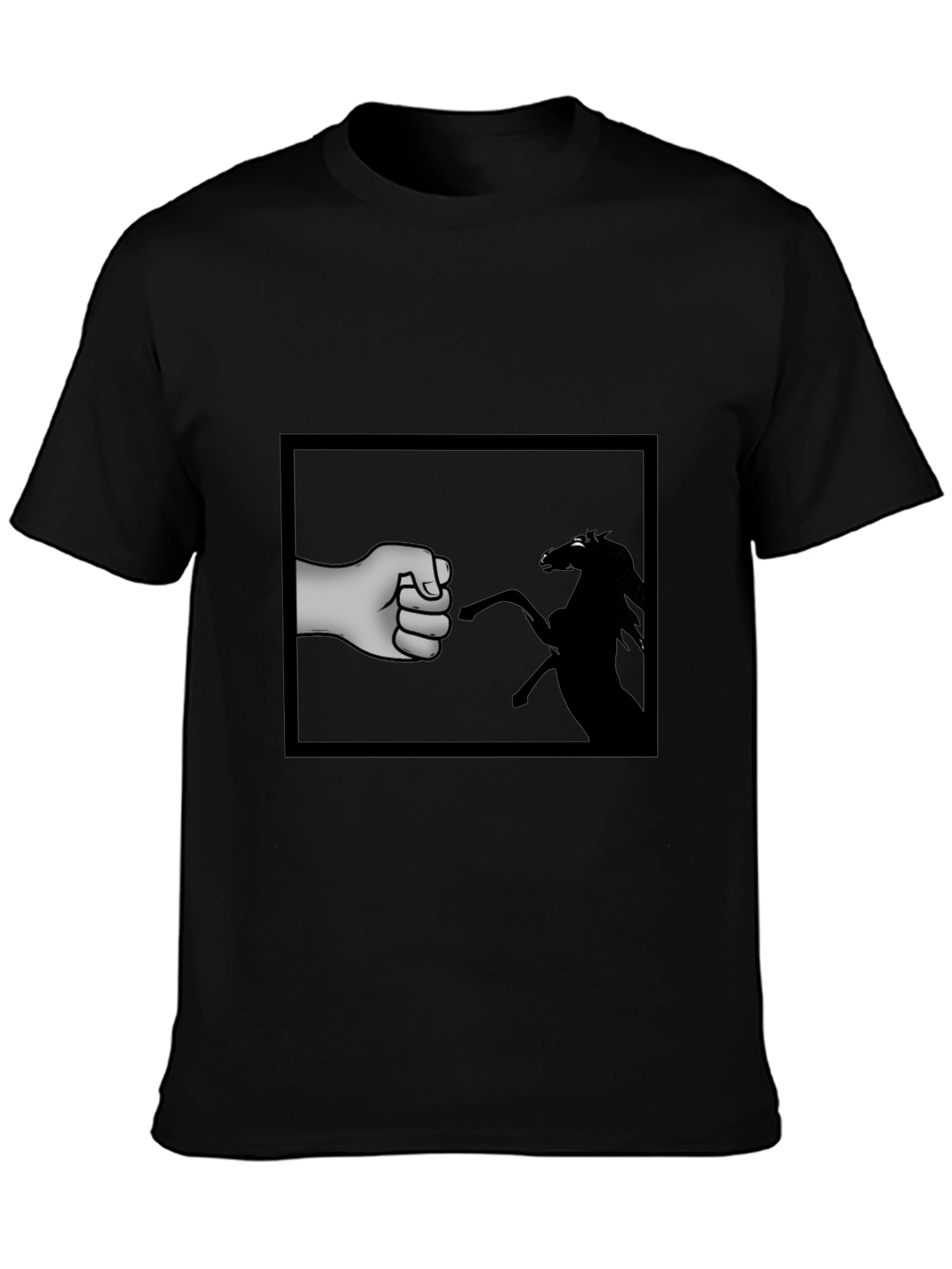 Black Fist Bump Horse Graphic T-Shirt - Black view 3