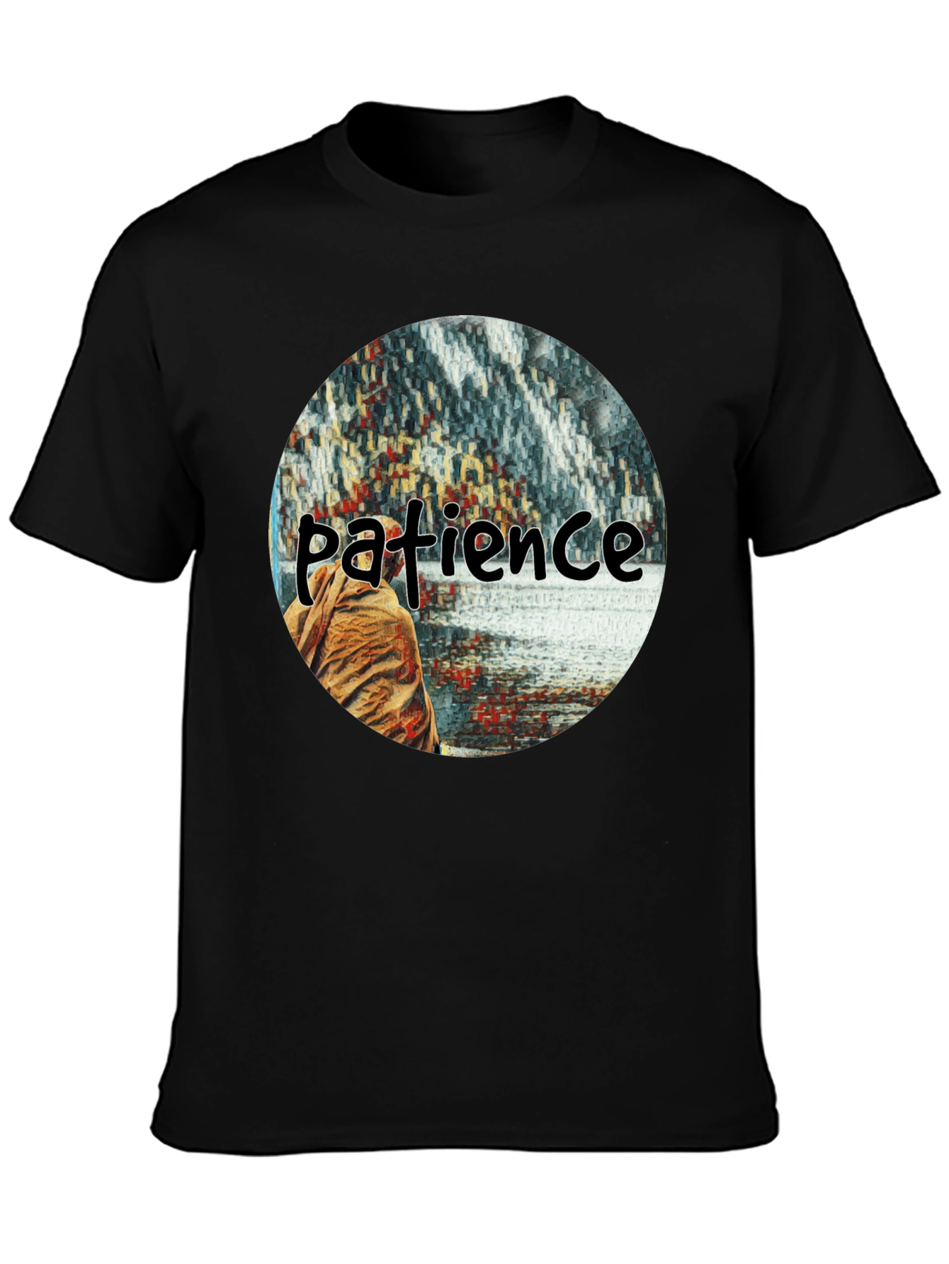 Black Patience Graphic T-Shirt - Black Crew Neck Tee view 3