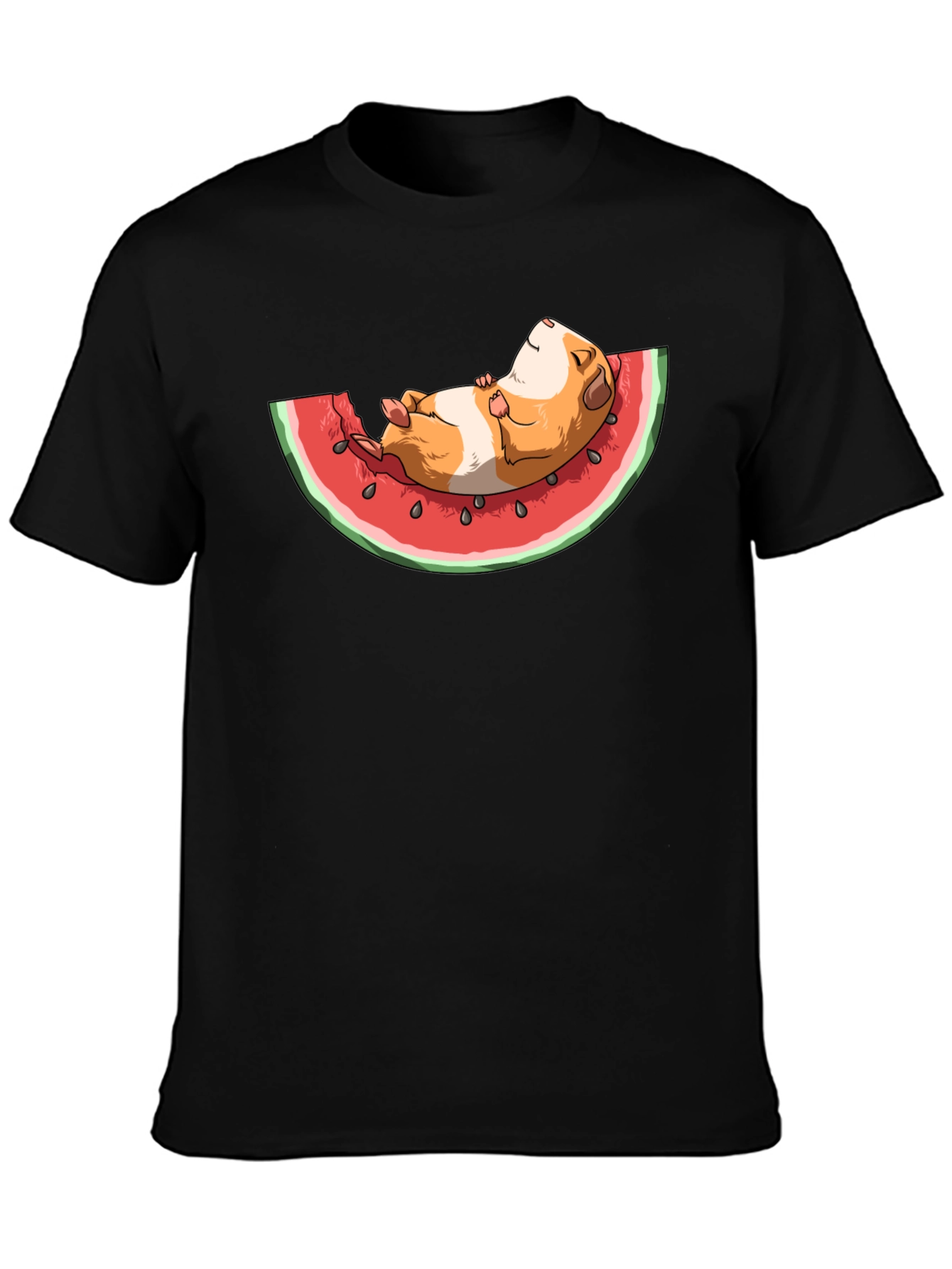 Black Guinea Pig Watermelon T-Shirt view 3
