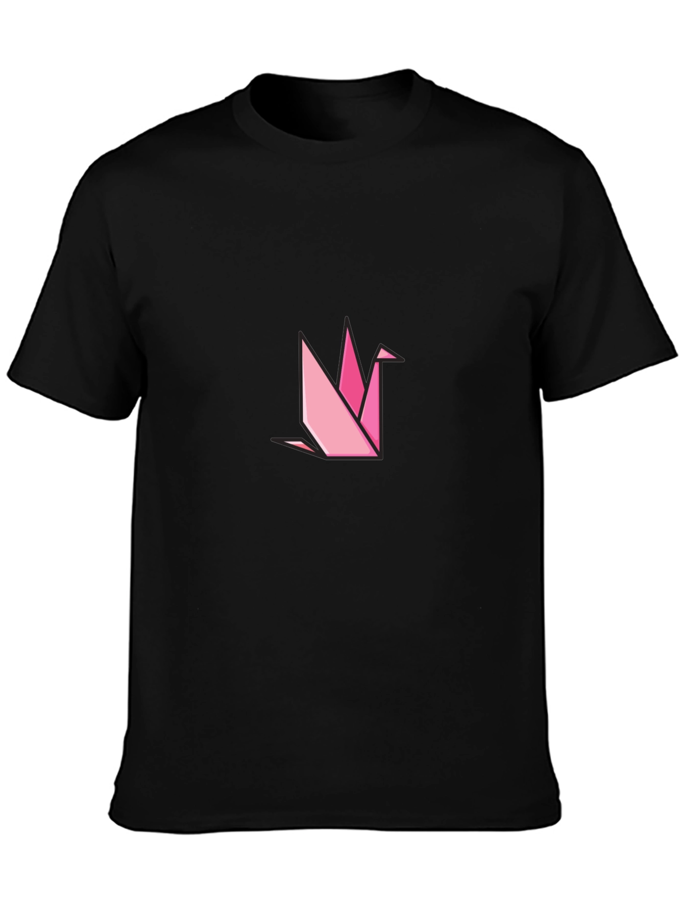 Black Geometric Origami Crane Black T-Shirt view 3