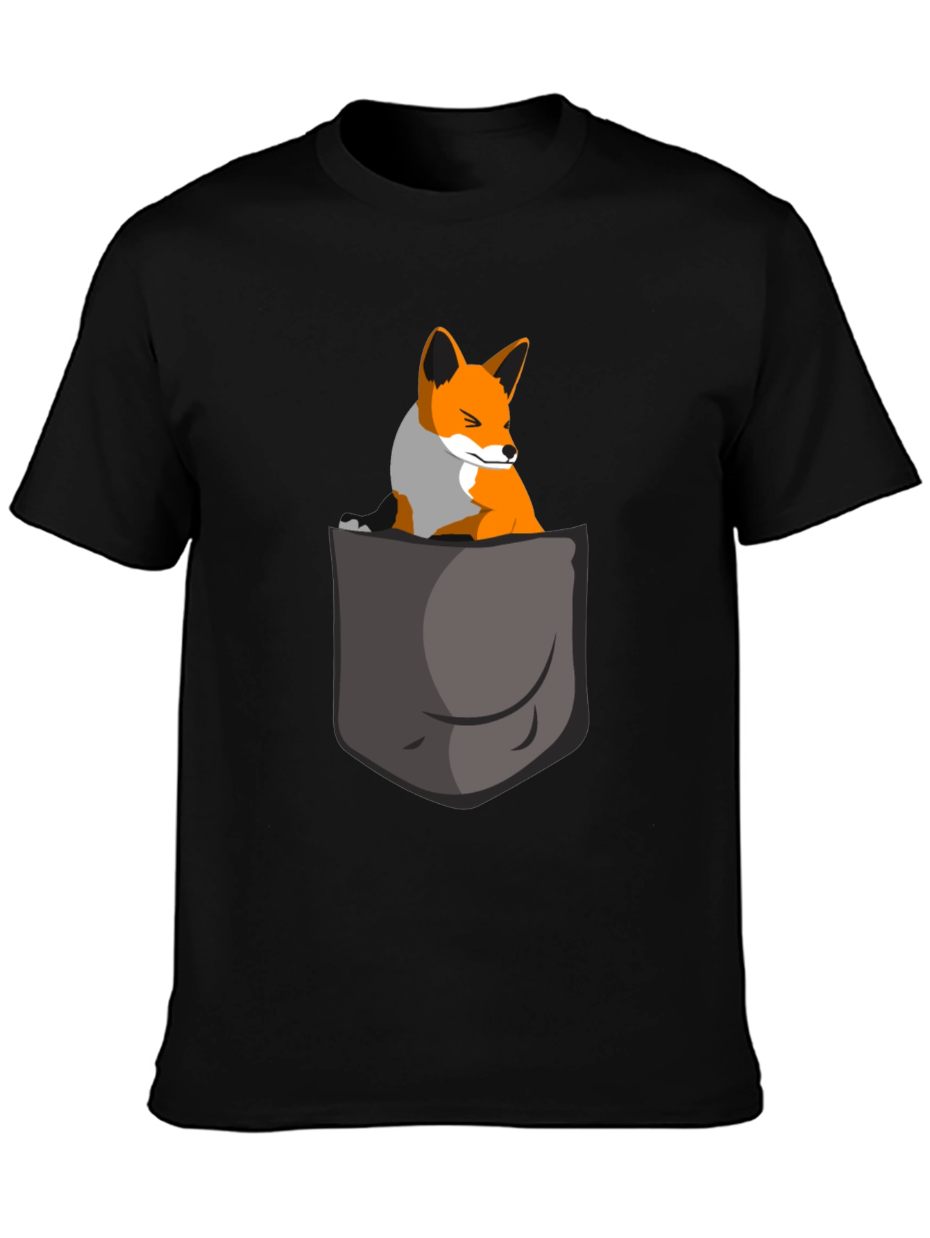 Black Fox in Pocket Graphic Tee - Cute Animal T-Shirt view 3
