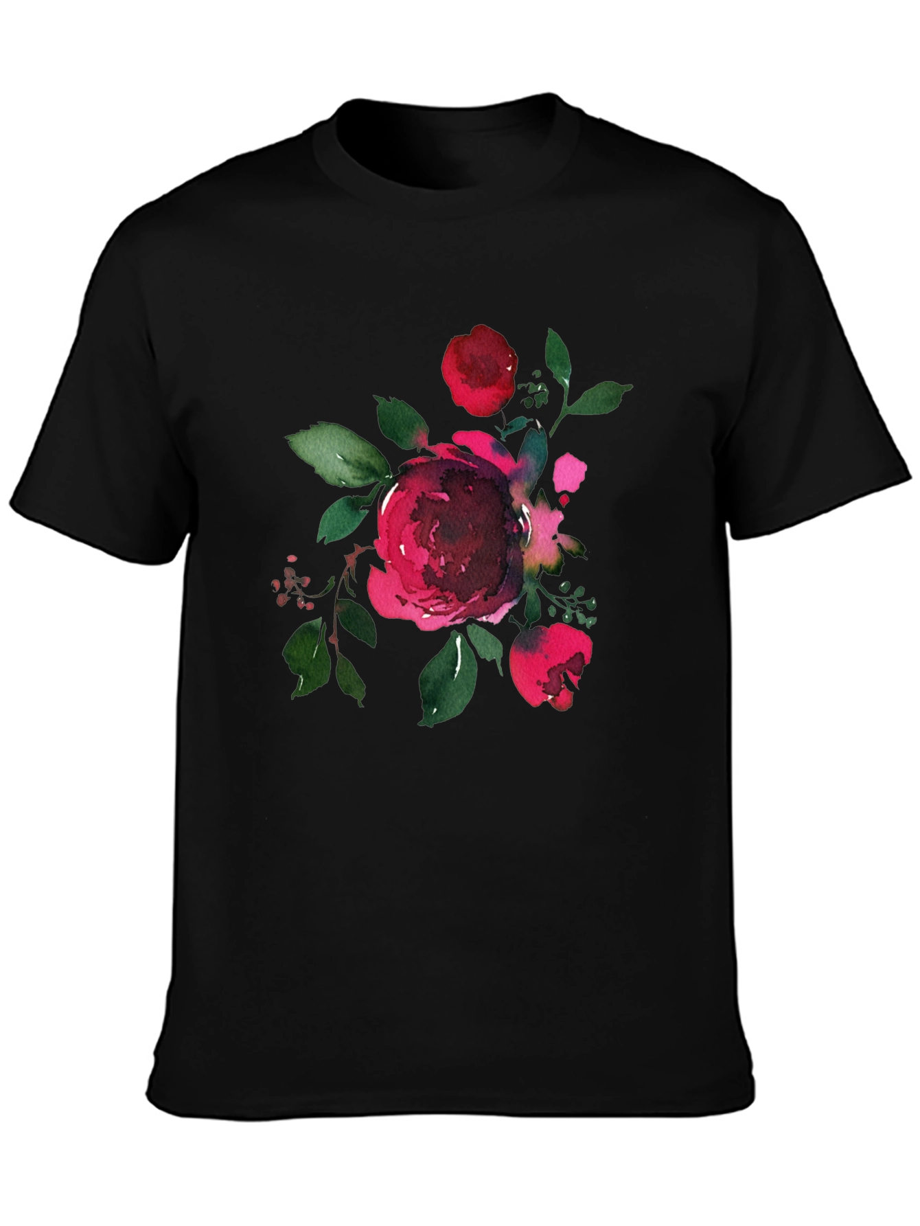 Black Floral Print Black T-Shirt view 3