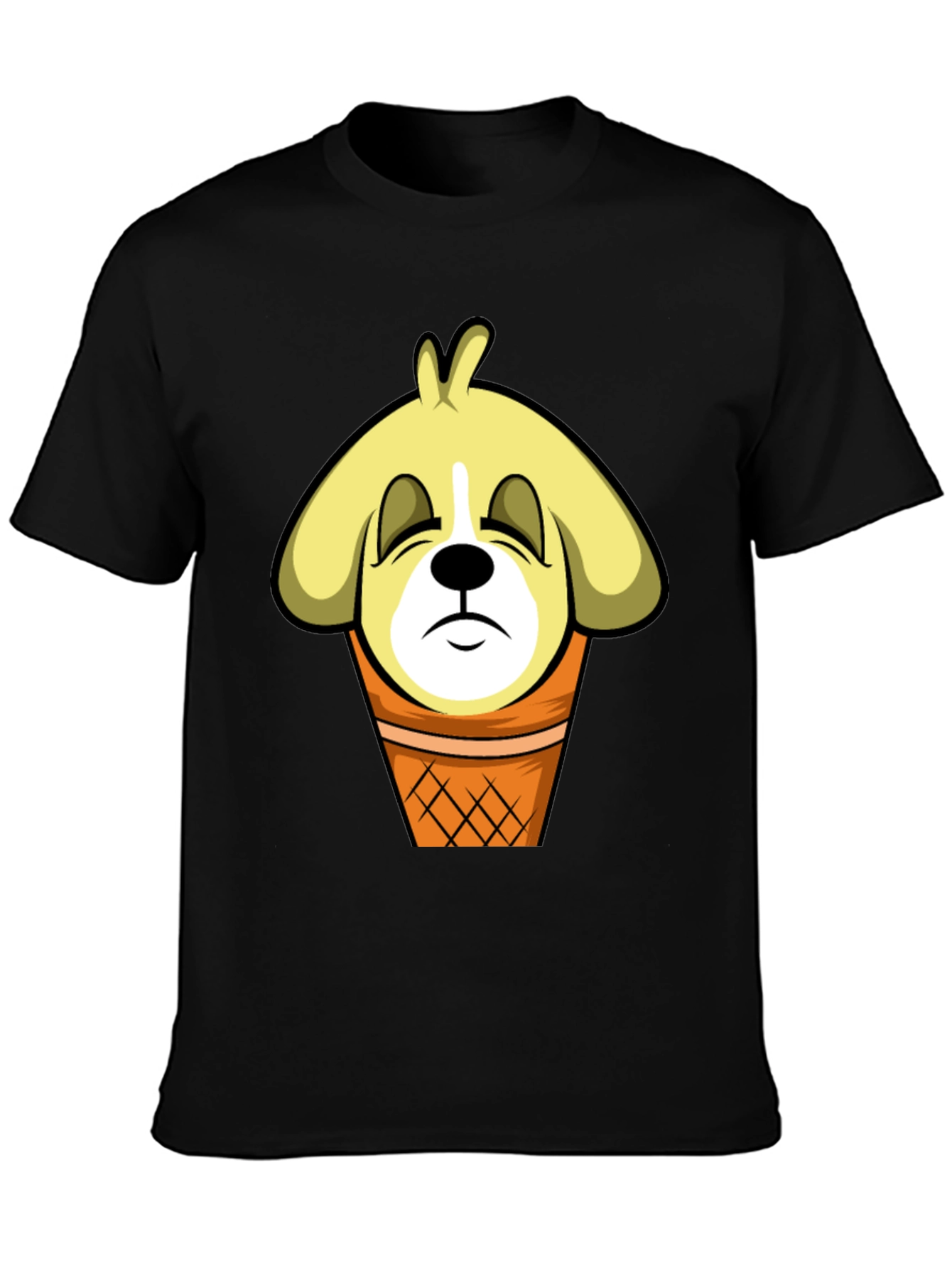 Black Funny Dog Ice Cream Cone T-Shirt view 3