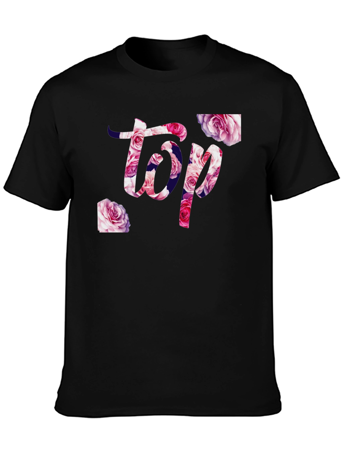 Black Floral Top T-Shirt - Stylish Graphic Tee view 3