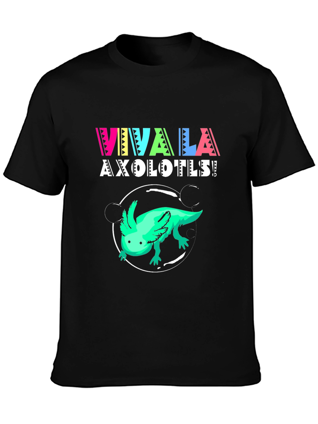Black Viva La Axolotls! Black Graphic Print T-Shirt view 3