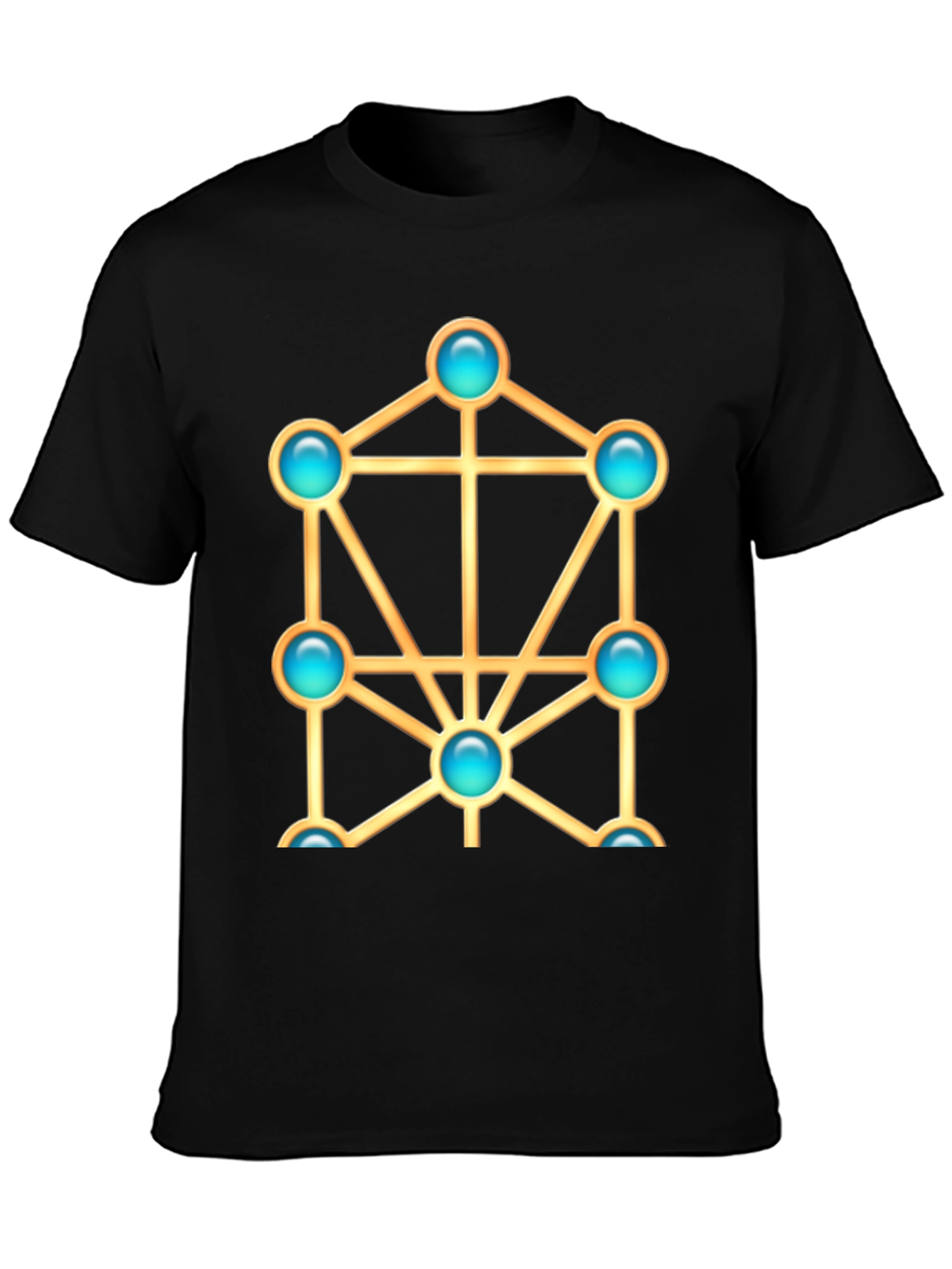Black Geometric Design T-Shirt view 3