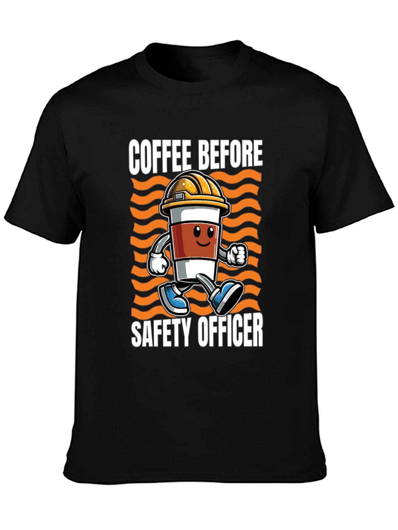 Black Coffee Before Safety Officer T-Shirt view 3