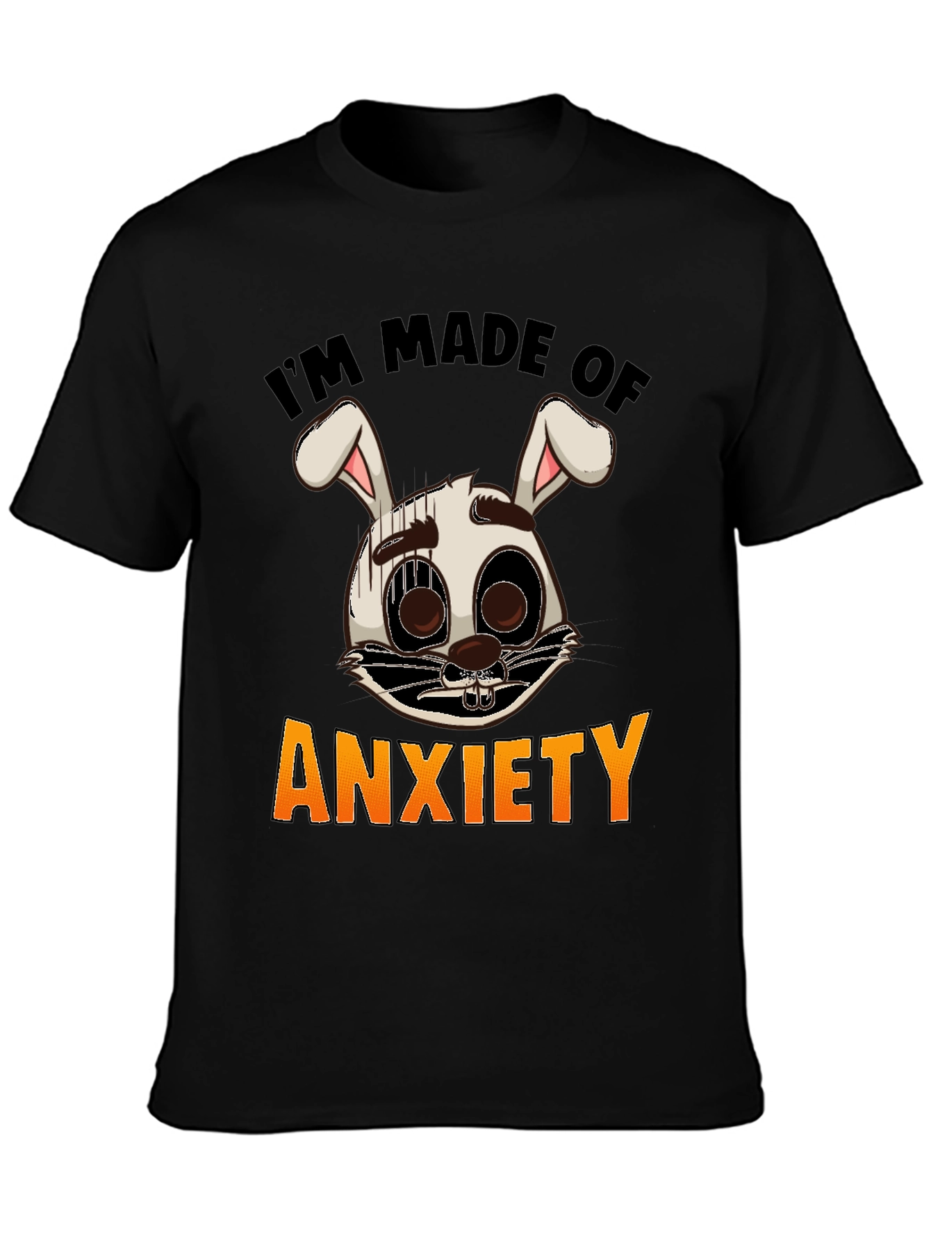 Black Anxiety Bunny Graphic Tee - I'm Made of Anxiety T-Shirt view 3