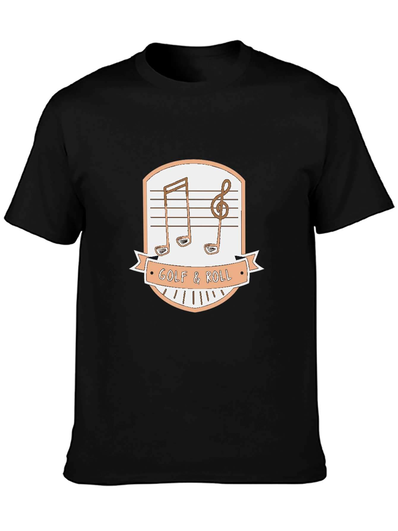 Black Golf & Roll Graphic Tee - Music Golf Lover Shirt view 3
