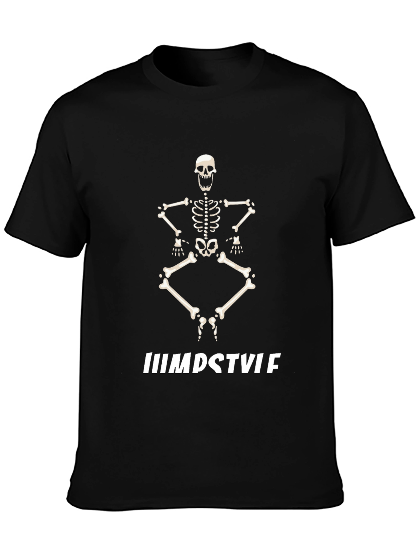 Black Skeleton Graphic Tee - Black Crew Neck T-Shirt view 3