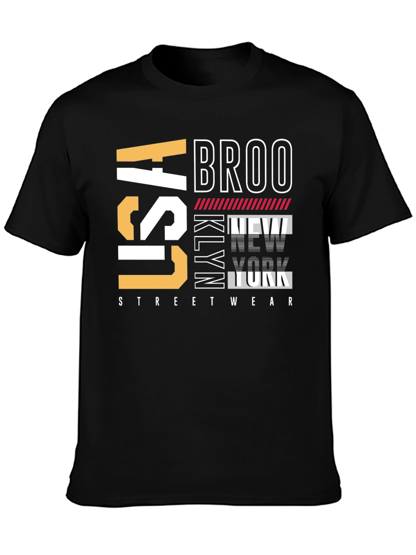 Black Brooklyn USA Streetwear T-Shirt view 3