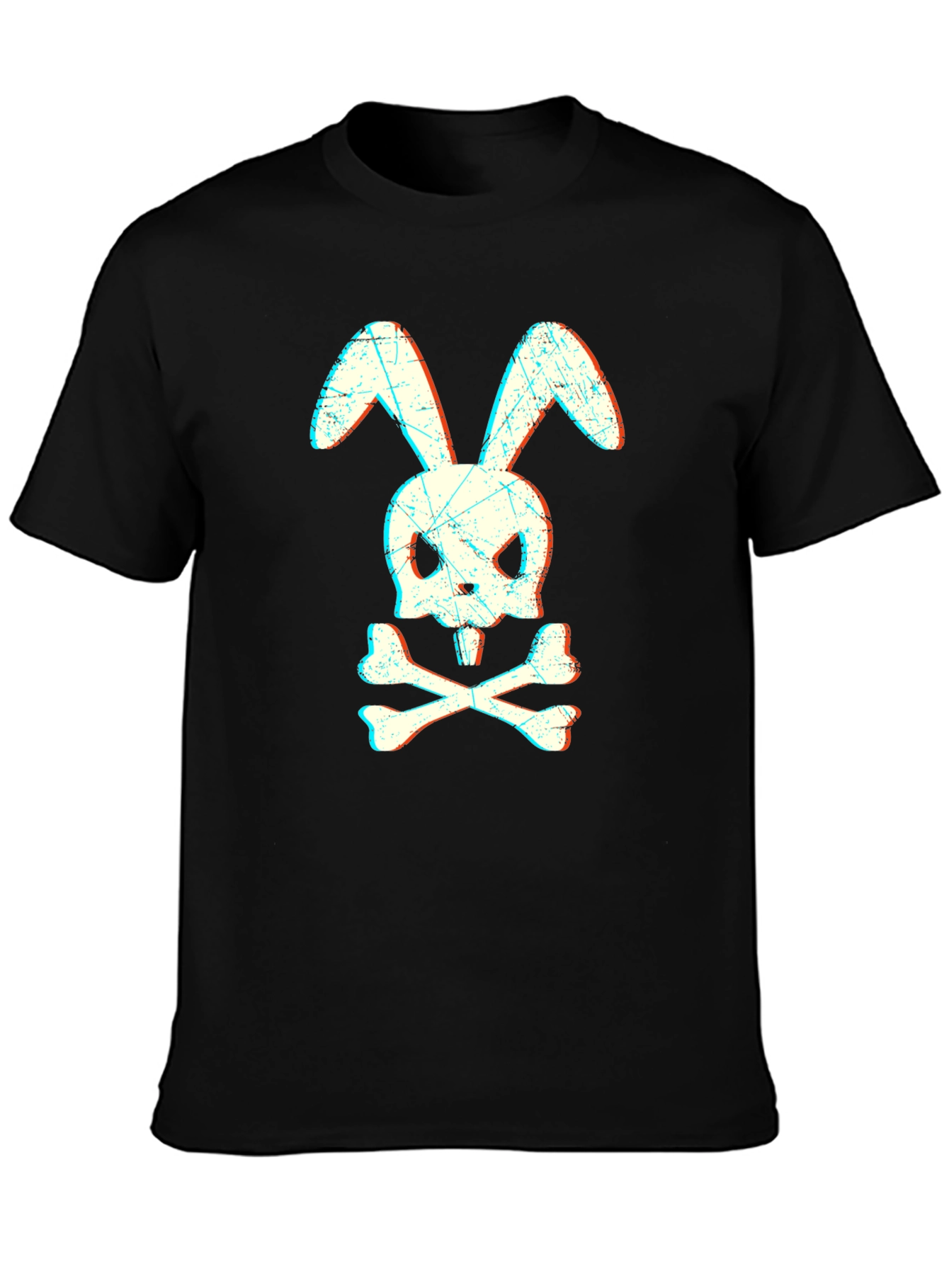 Black Skull Bunny Graphic T-Shirt - Edgy Streetwear view 3