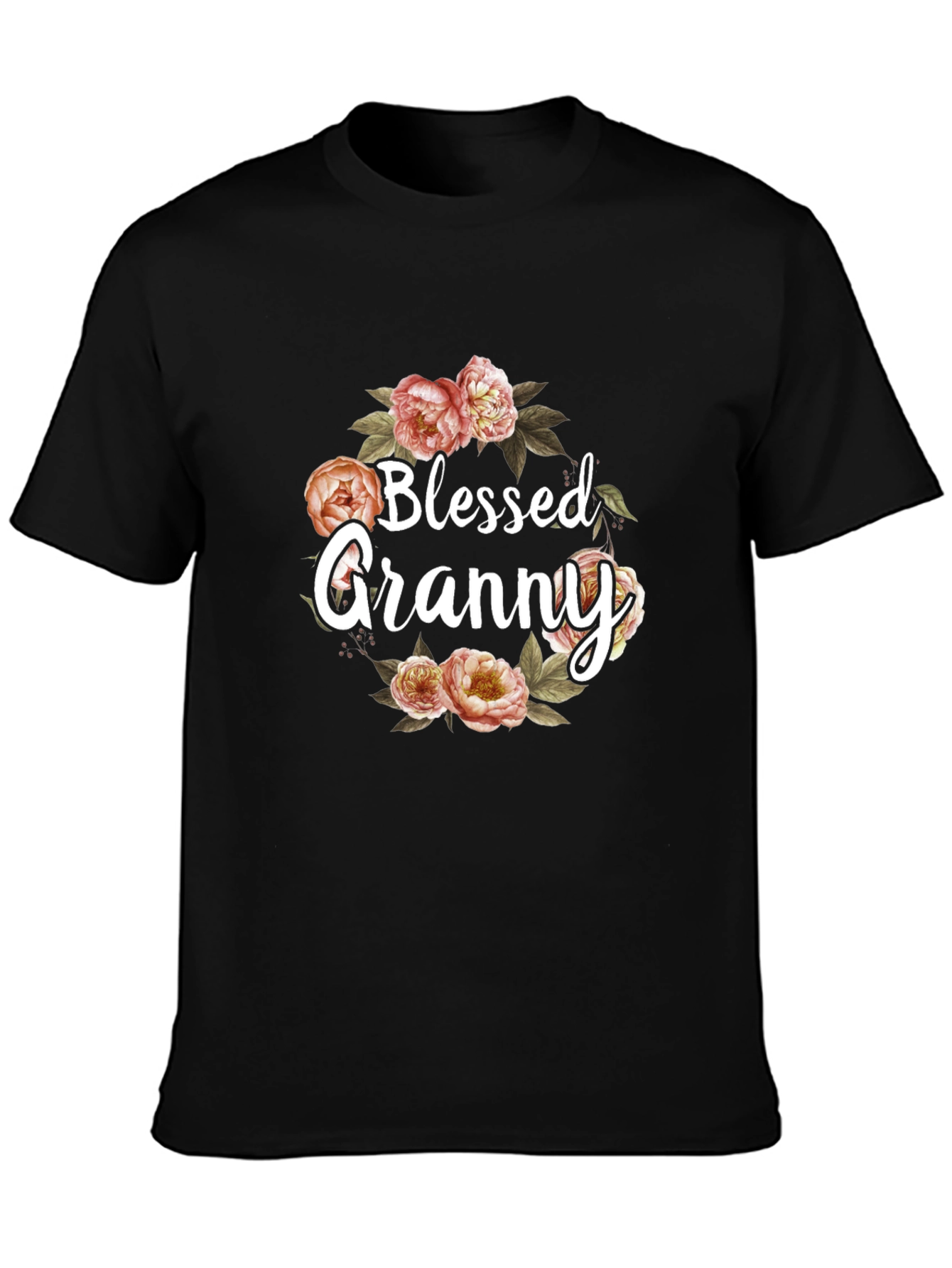 Black Blessed Granny Floral Graphic T-Shirt view 3