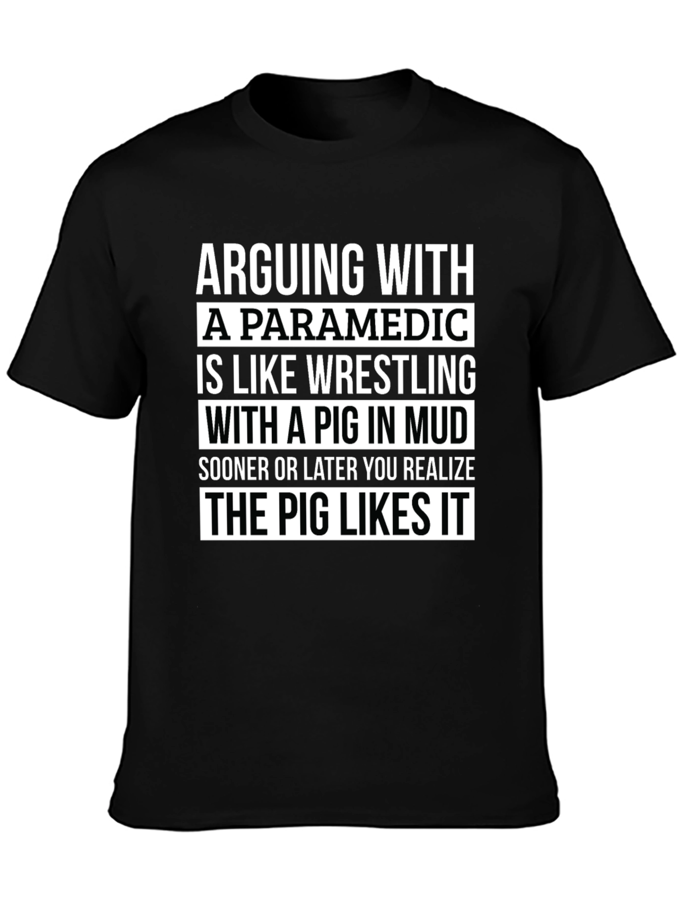 Black Paramedic Pig in Mud T-Shirt - Funny EMS Tee view 3