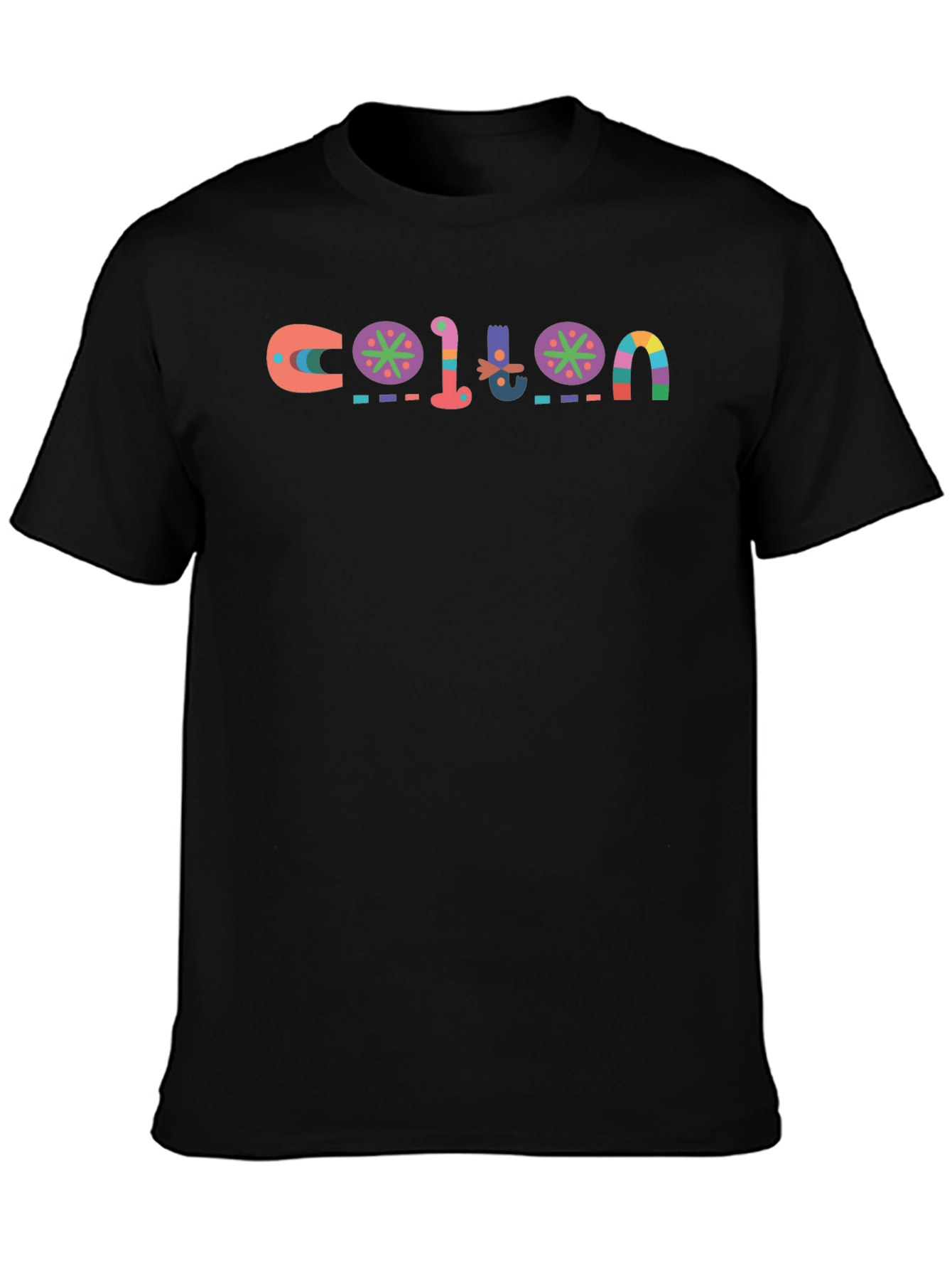 Black Colorful COTTON Graphic Print Black T-Shirt view 3