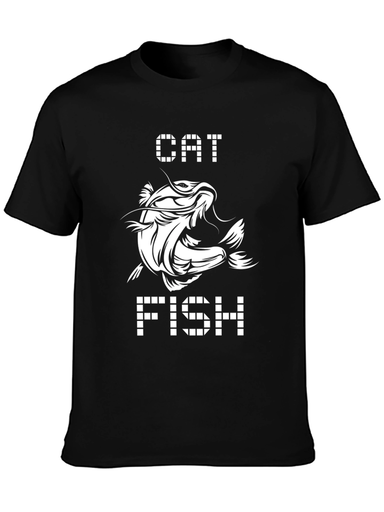 Black Catfish Graphic Print Black T-Shirt view 3