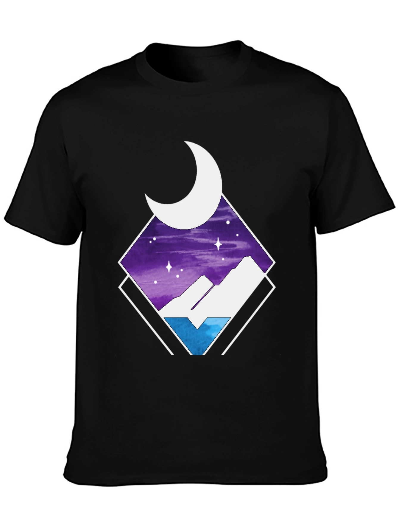 Black Night Sky Mountain T-Shirt view 3