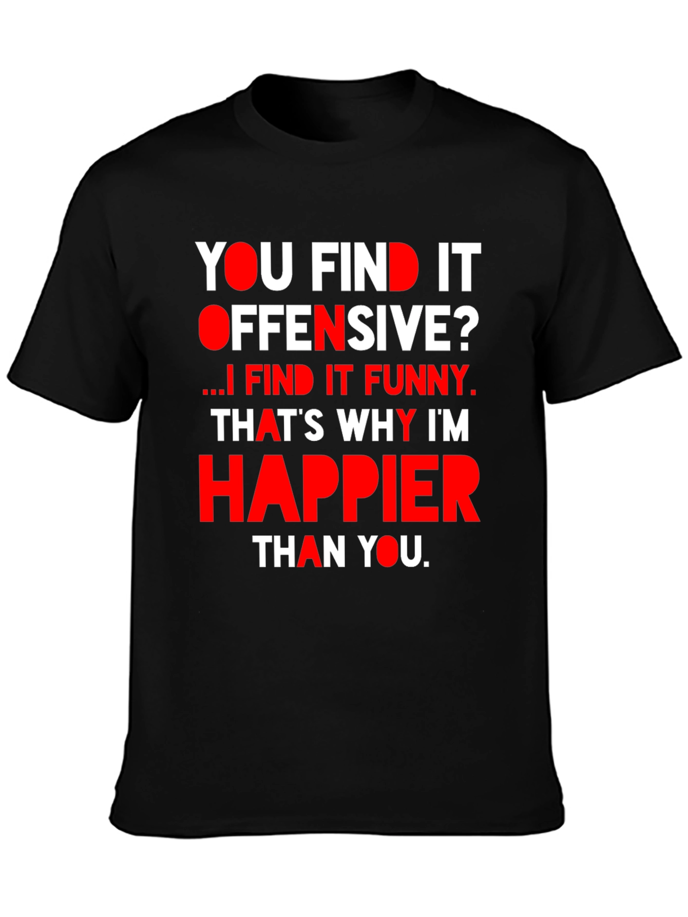 Black Offensive Humor T-Shirt: I Find It Funny view 3