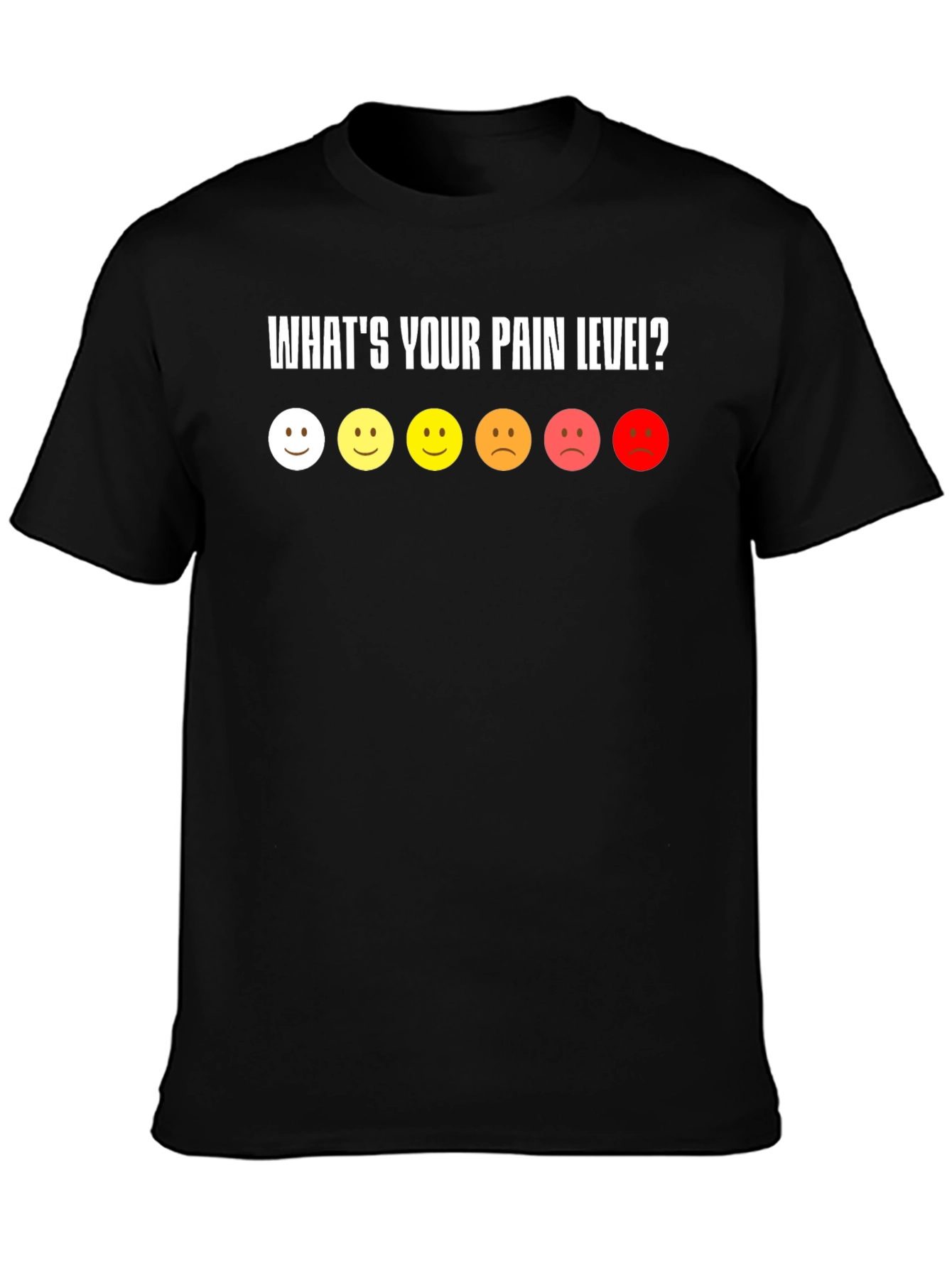 Black Pain Level Smiley Face Black T-Shirt view 3