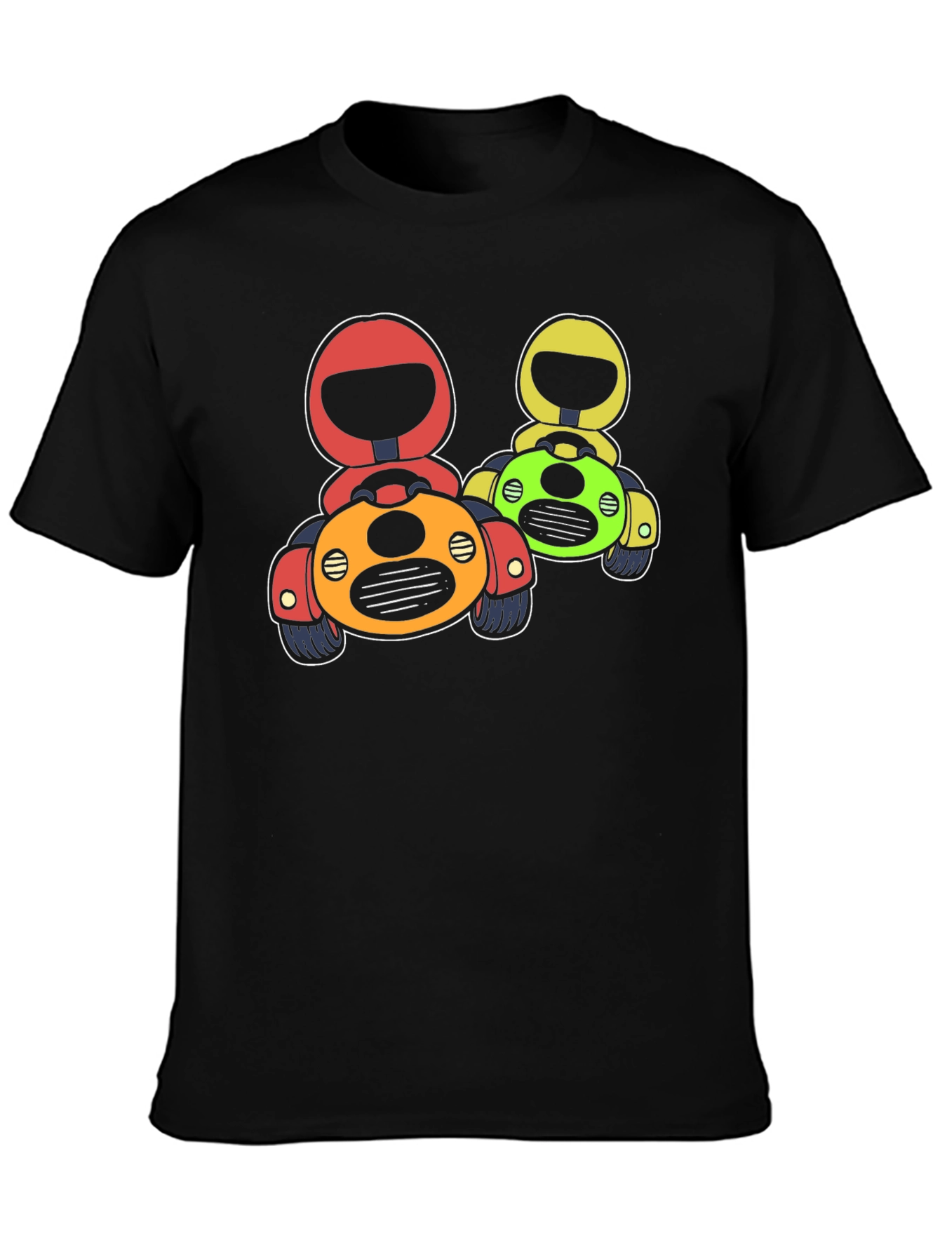 Black Cartoon Race Car Graphic T-Shirt view 3