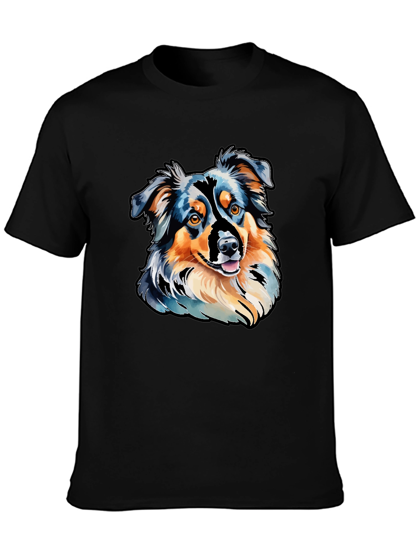 Black Aussie Dog Art T-Shirt view 3