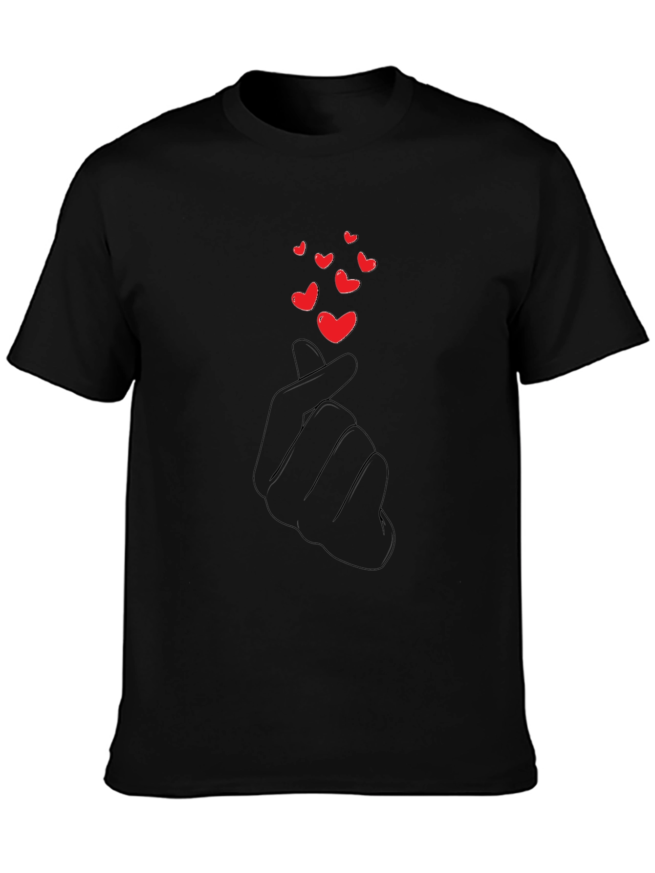 Black Heart Gesture Graphic Tee - Black Crew Neck view 3