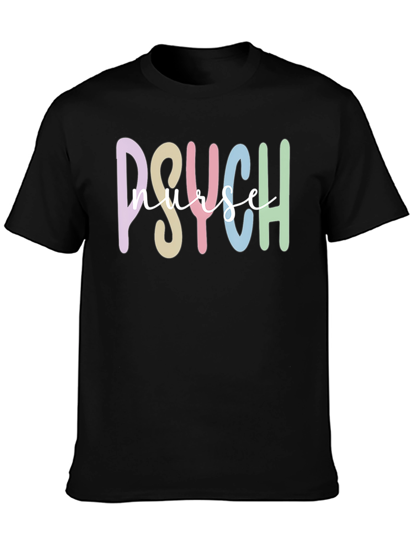 Black Psych Nurse Graphic Tee - Black Cotton T-Shirt view 3