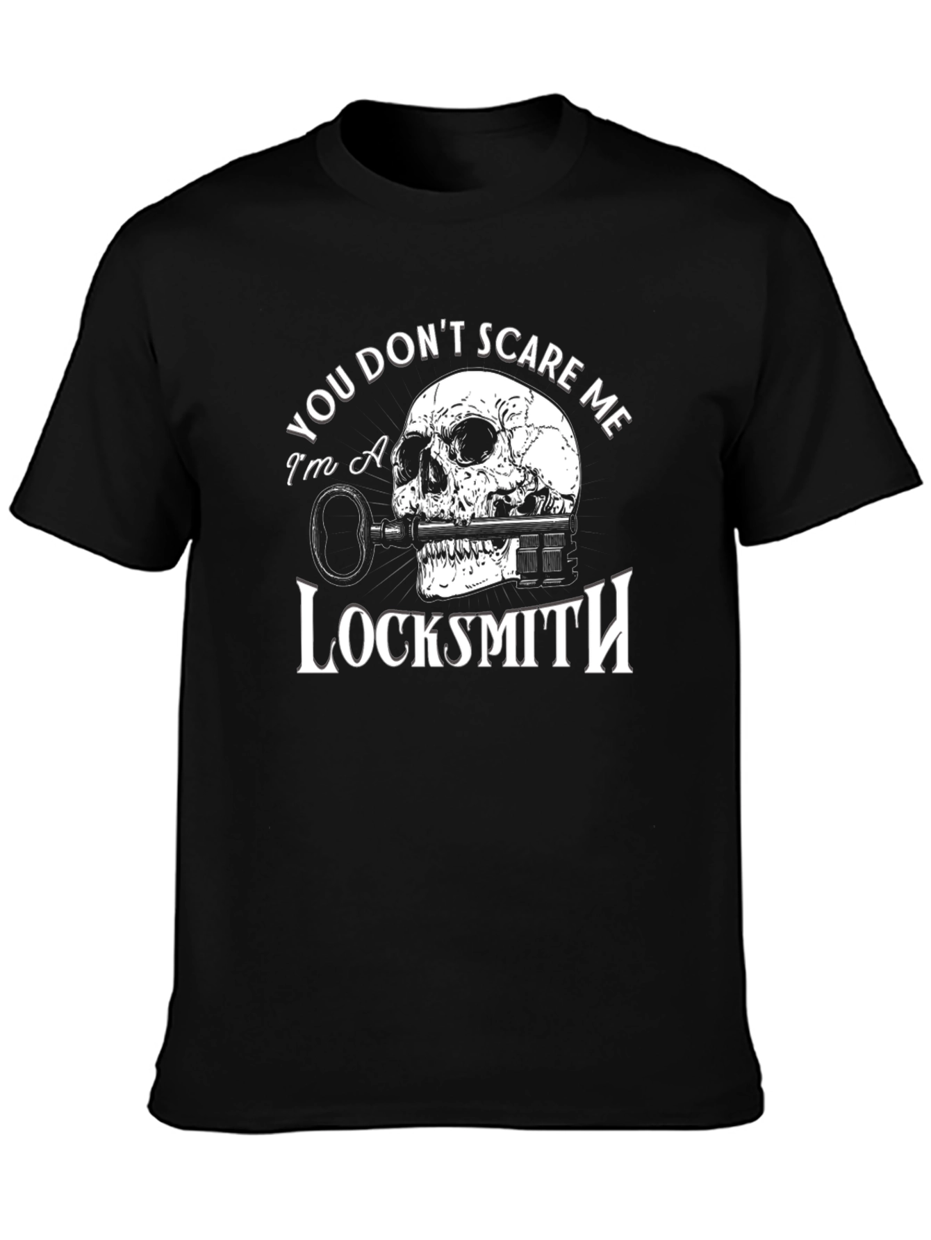 Black Locksmith Skull Graphic T-Shirt - You Don't Scare Me view 3