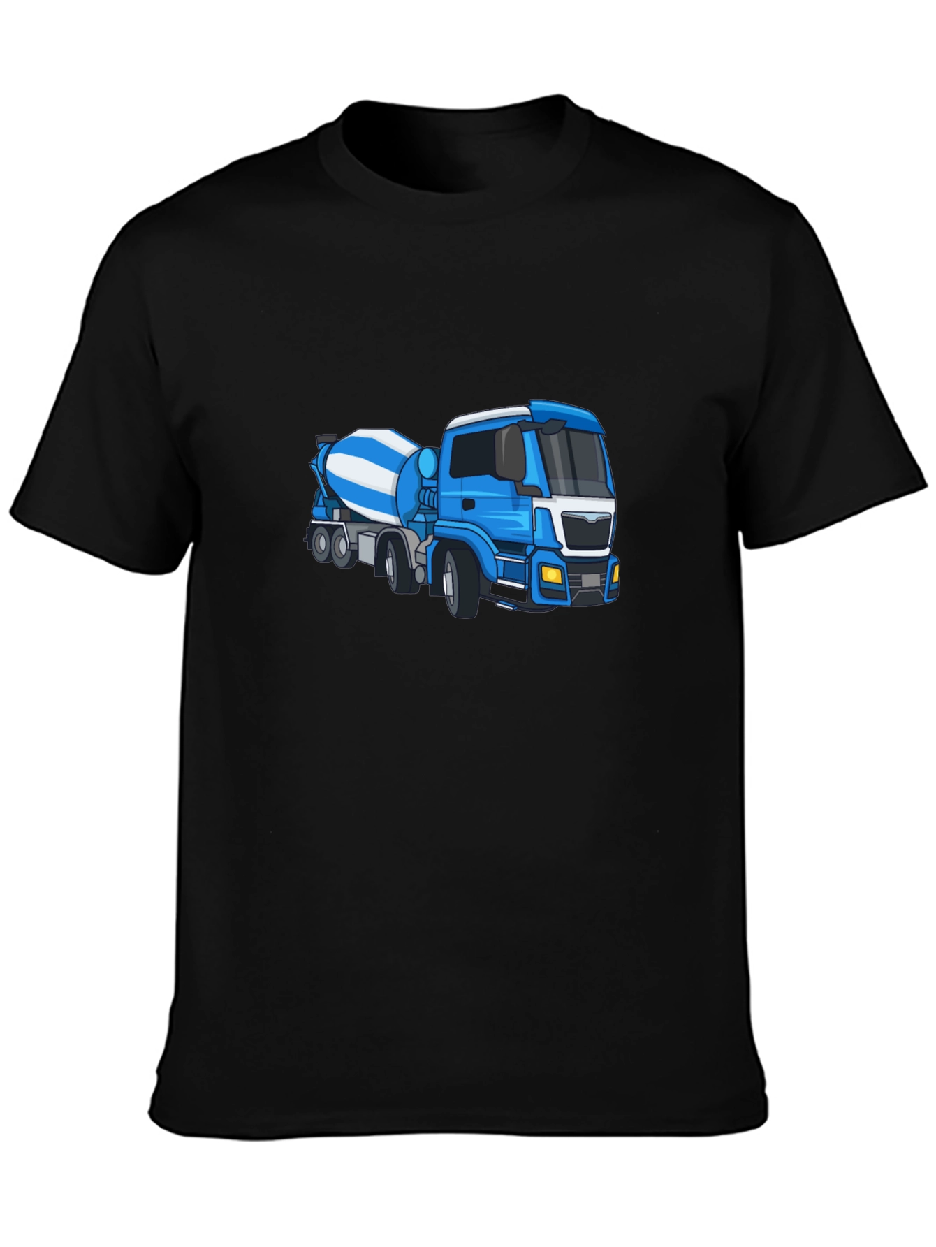 Black Black Tee with Blue Cement Mixer Truck Graphic view 3