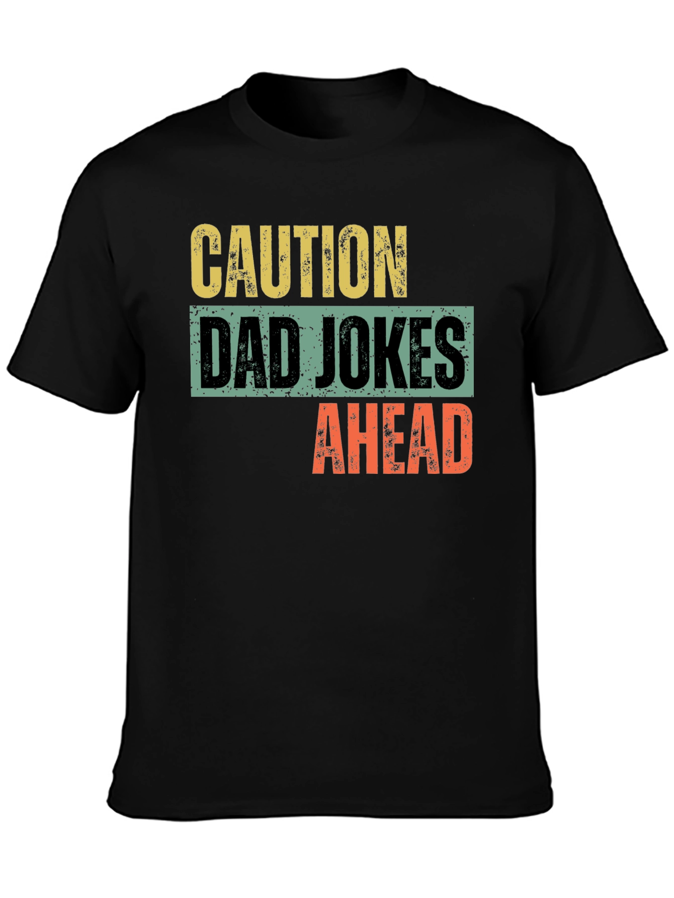 Black Caution Dad Jokes Ahead Graphic T-Shirt view 3