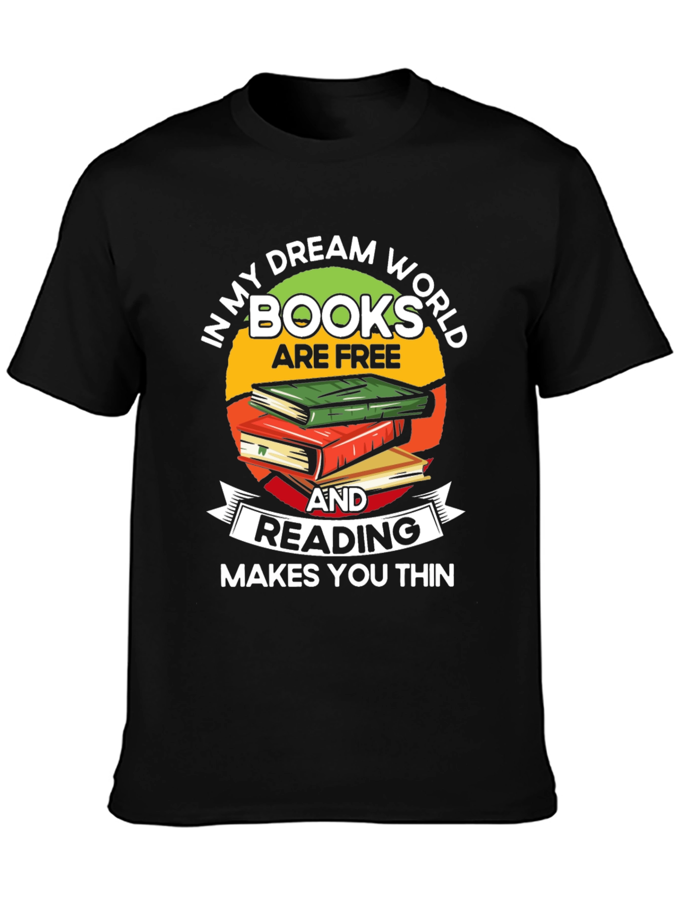 Black Book Lover T-Shirt: Reading Makes You Thin view 3