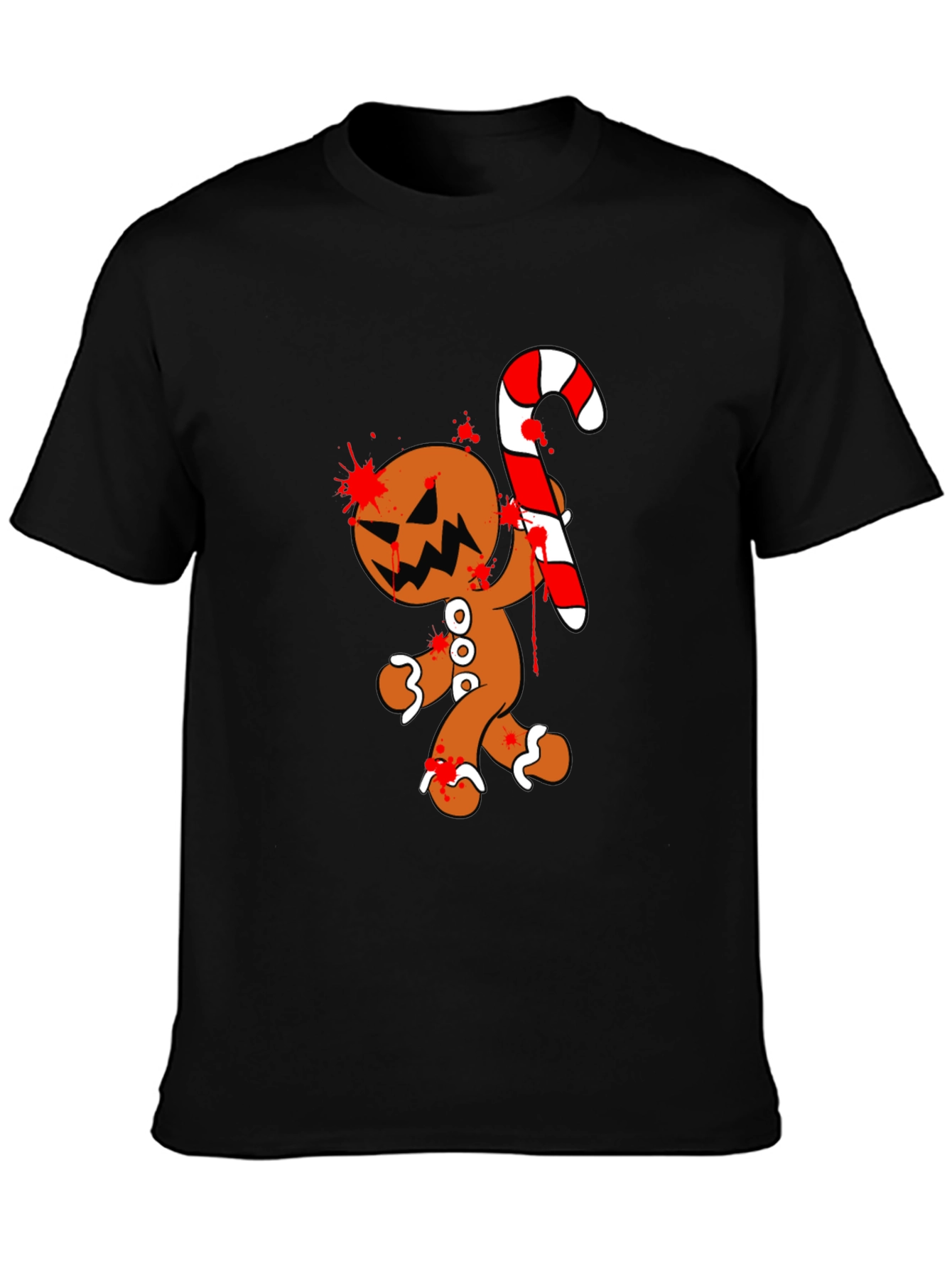Black Bloody Gingerbread Horror Graphic Tee view 3