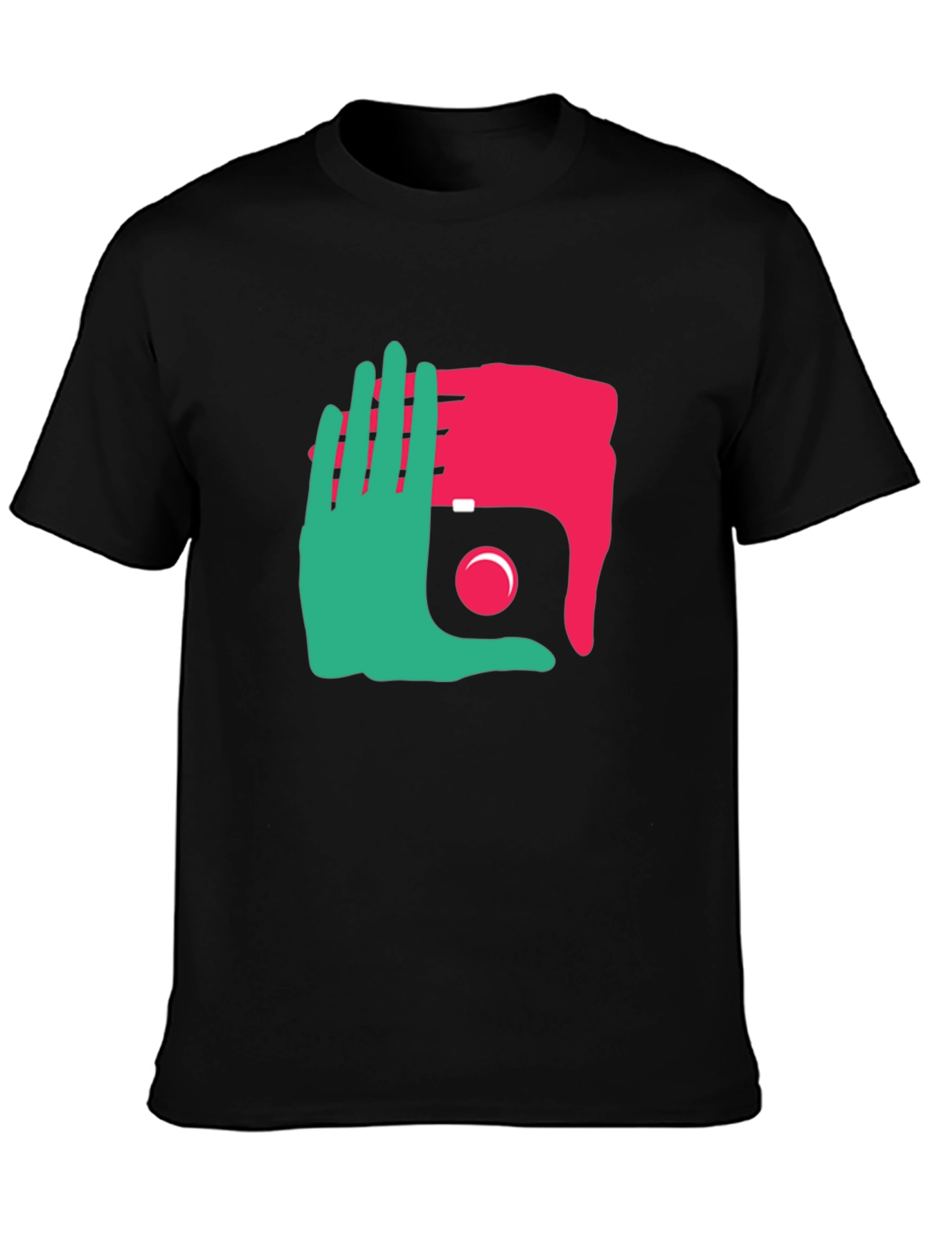 Black Yin Yang Hands Graphic Tee - Unique Design view 3