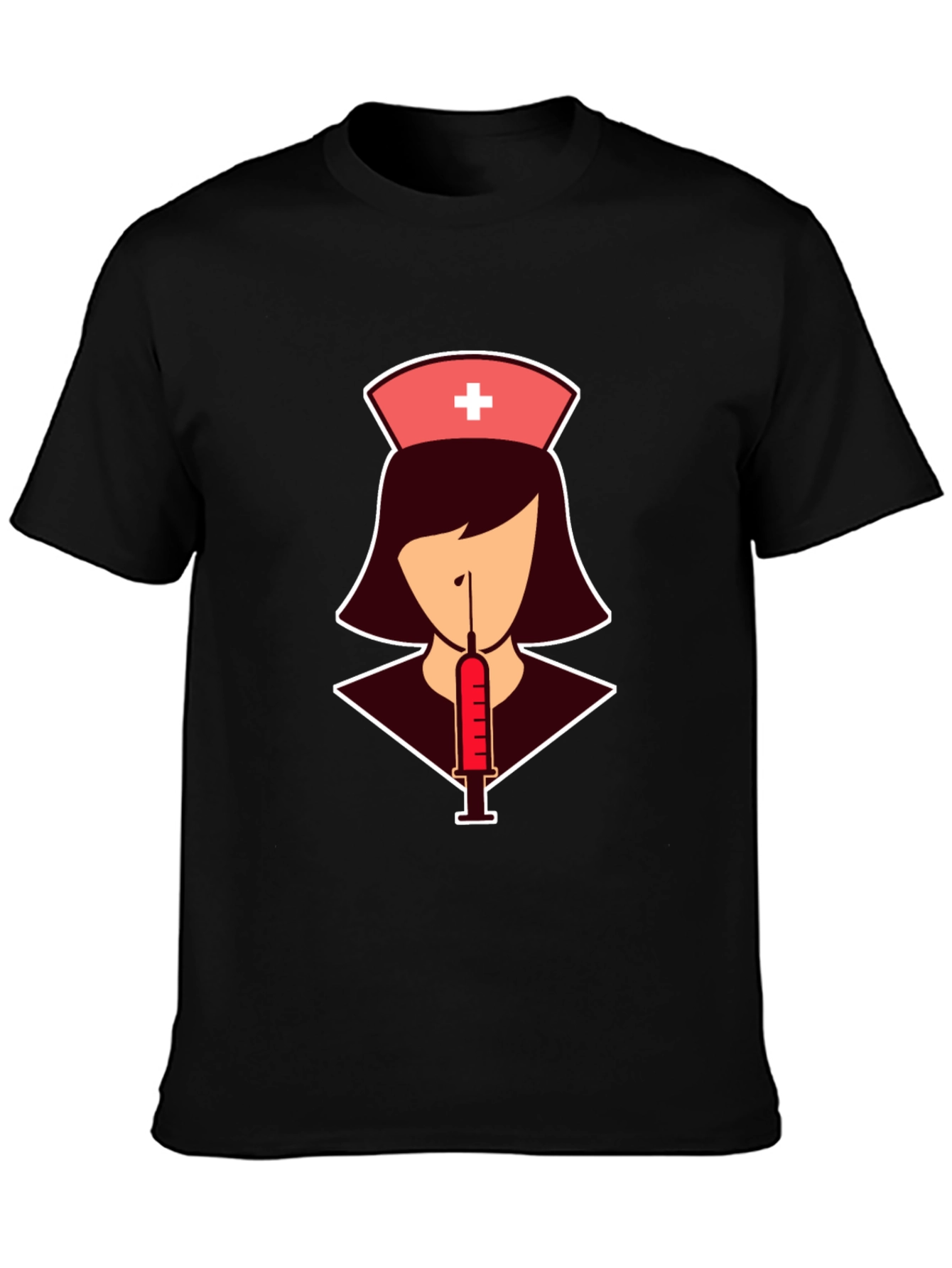 Black Nurse Syringe T-Shirt: Stylish Graphic Tee view 3