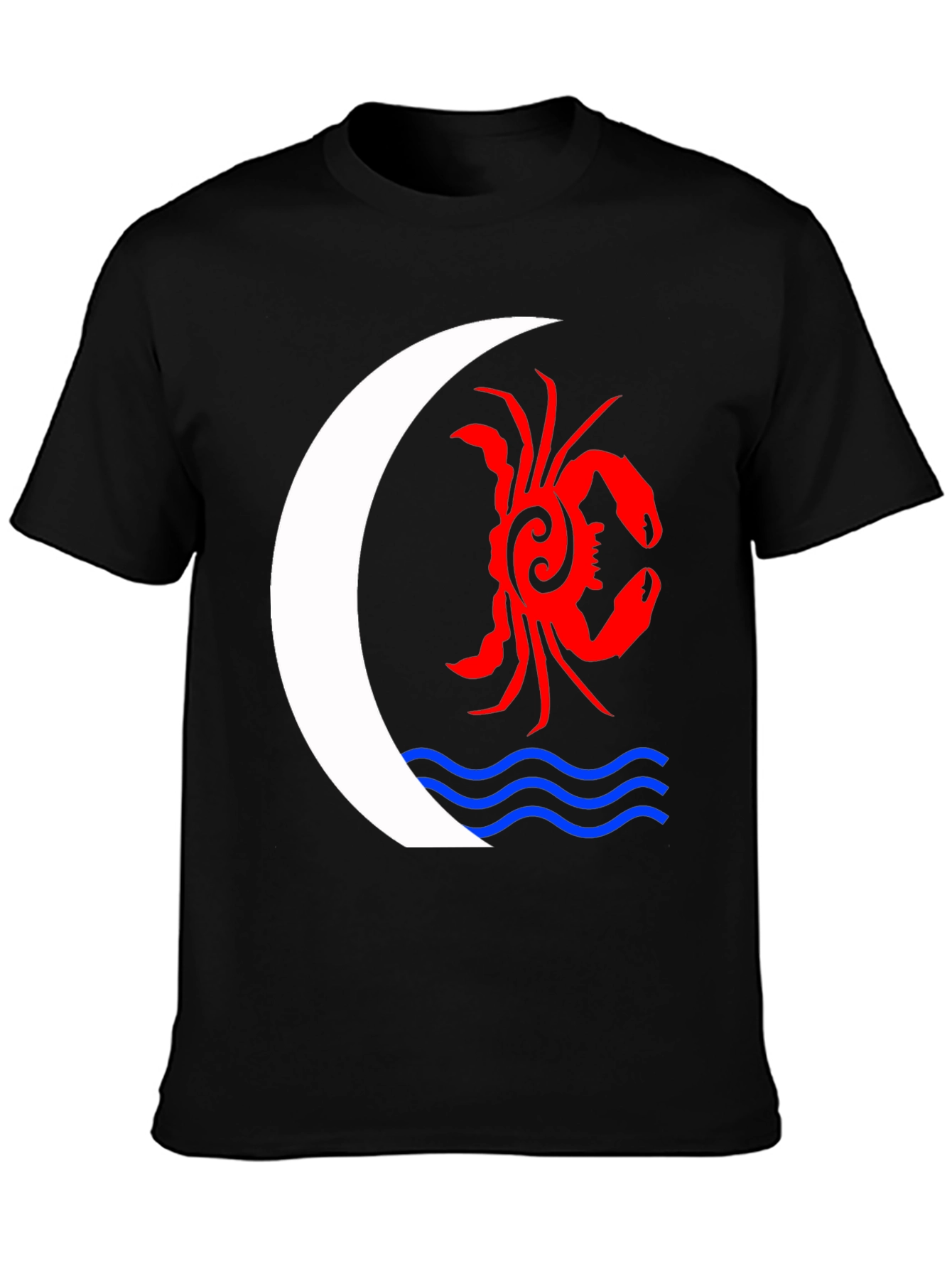 Black Tribal Crab Moon T-Shirt - Unique Graphic Tee view 3