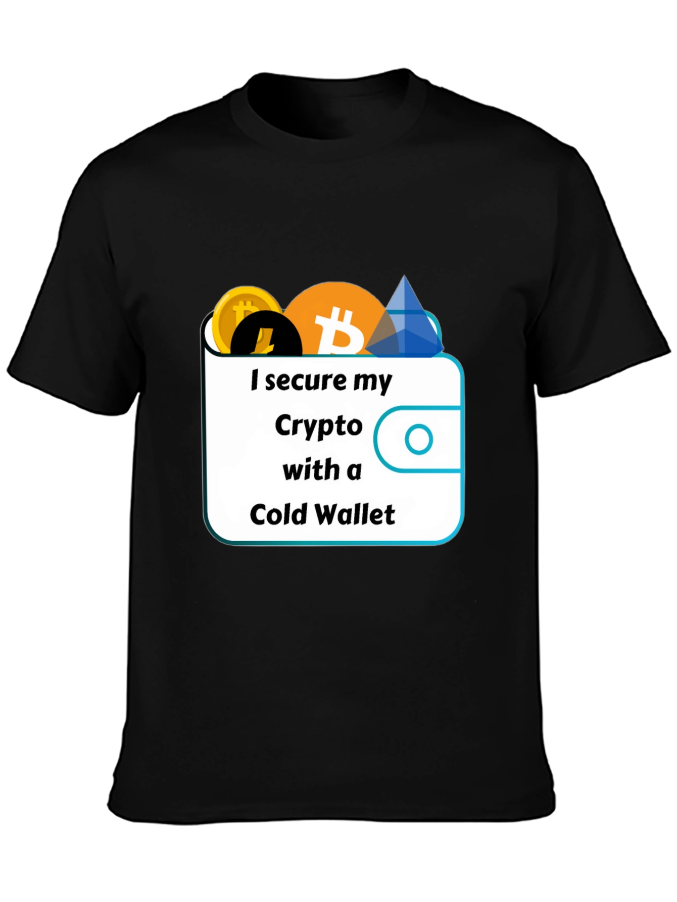 Black Secure Crypto Cold Wallet T-Shirt view 3