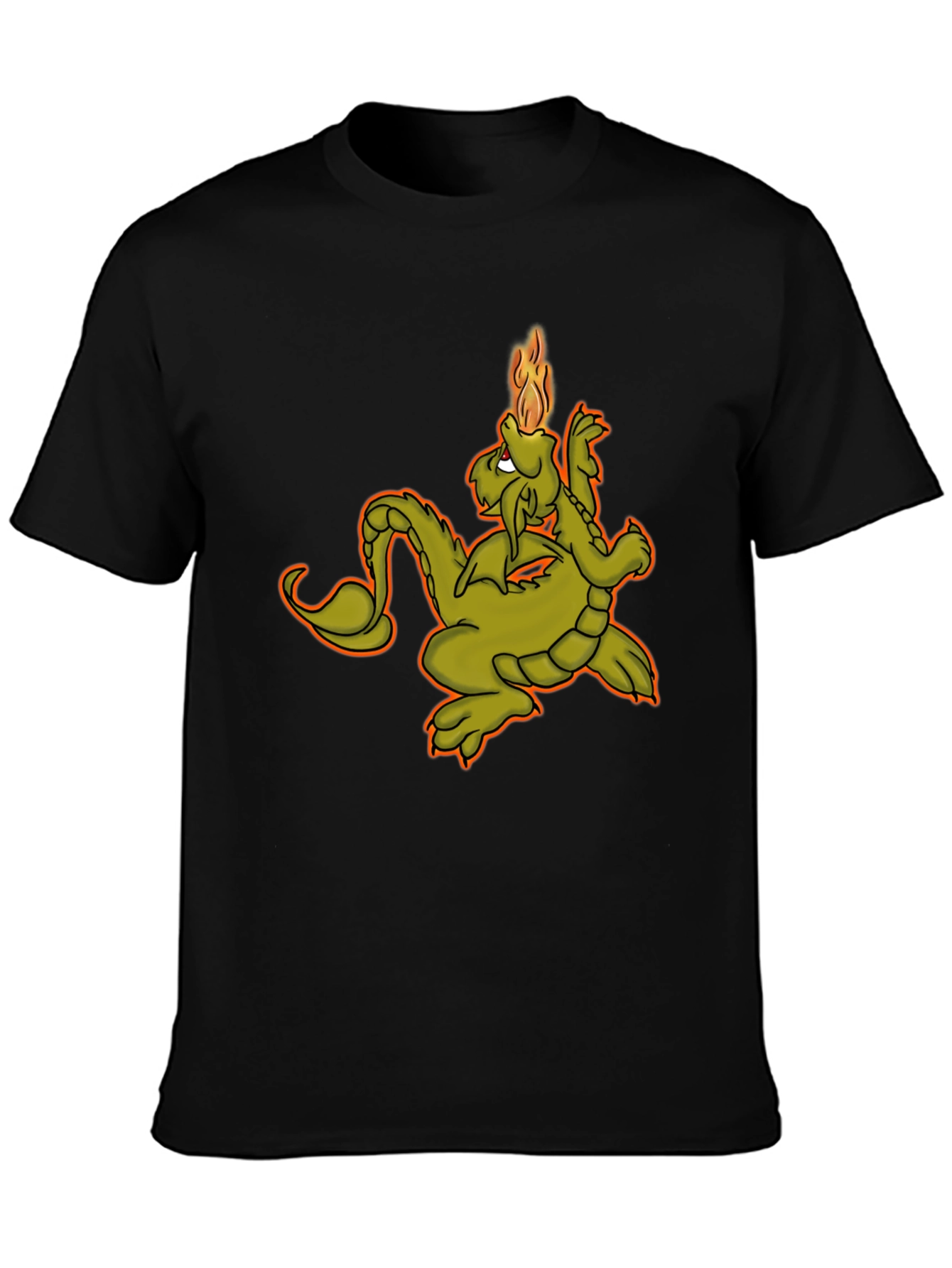 Black Dragon Fire T-Shirt - Black Graphic Tee view 3