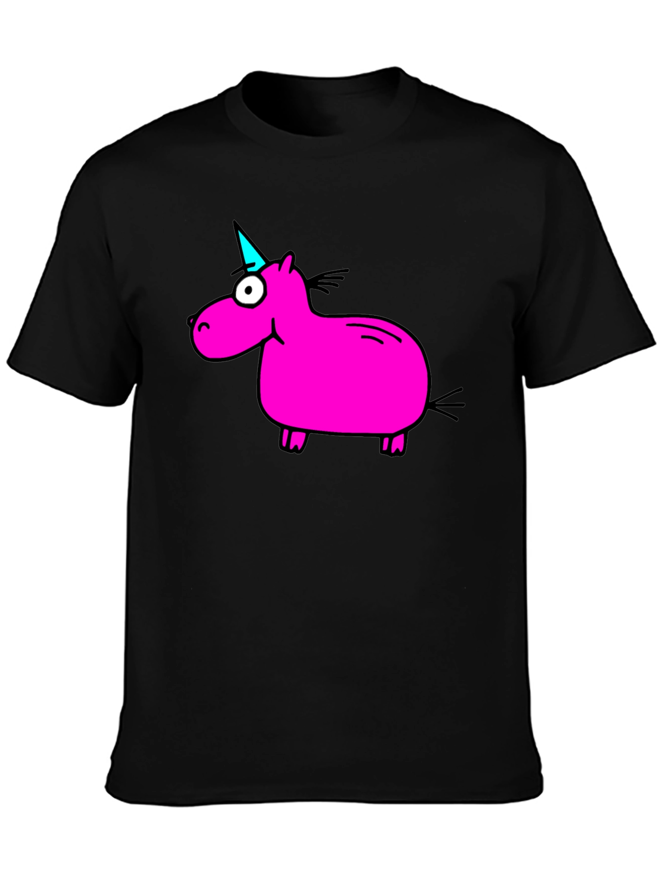 Black Funny Pink Unicorn Graphic T-Shirt - Black view 3