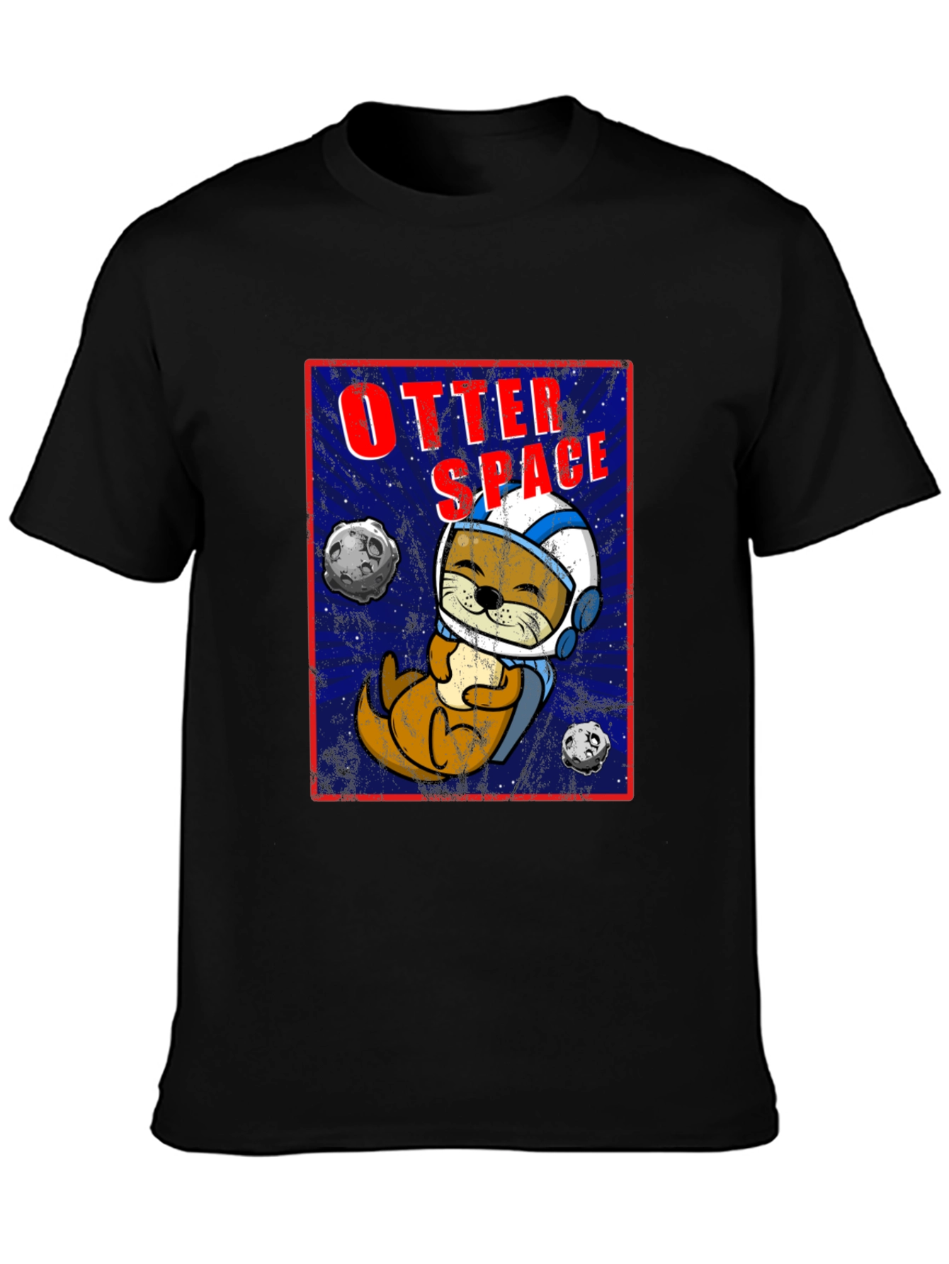 Black Otter Space Graphic T-Shirt - Funny Animal Tee view 3