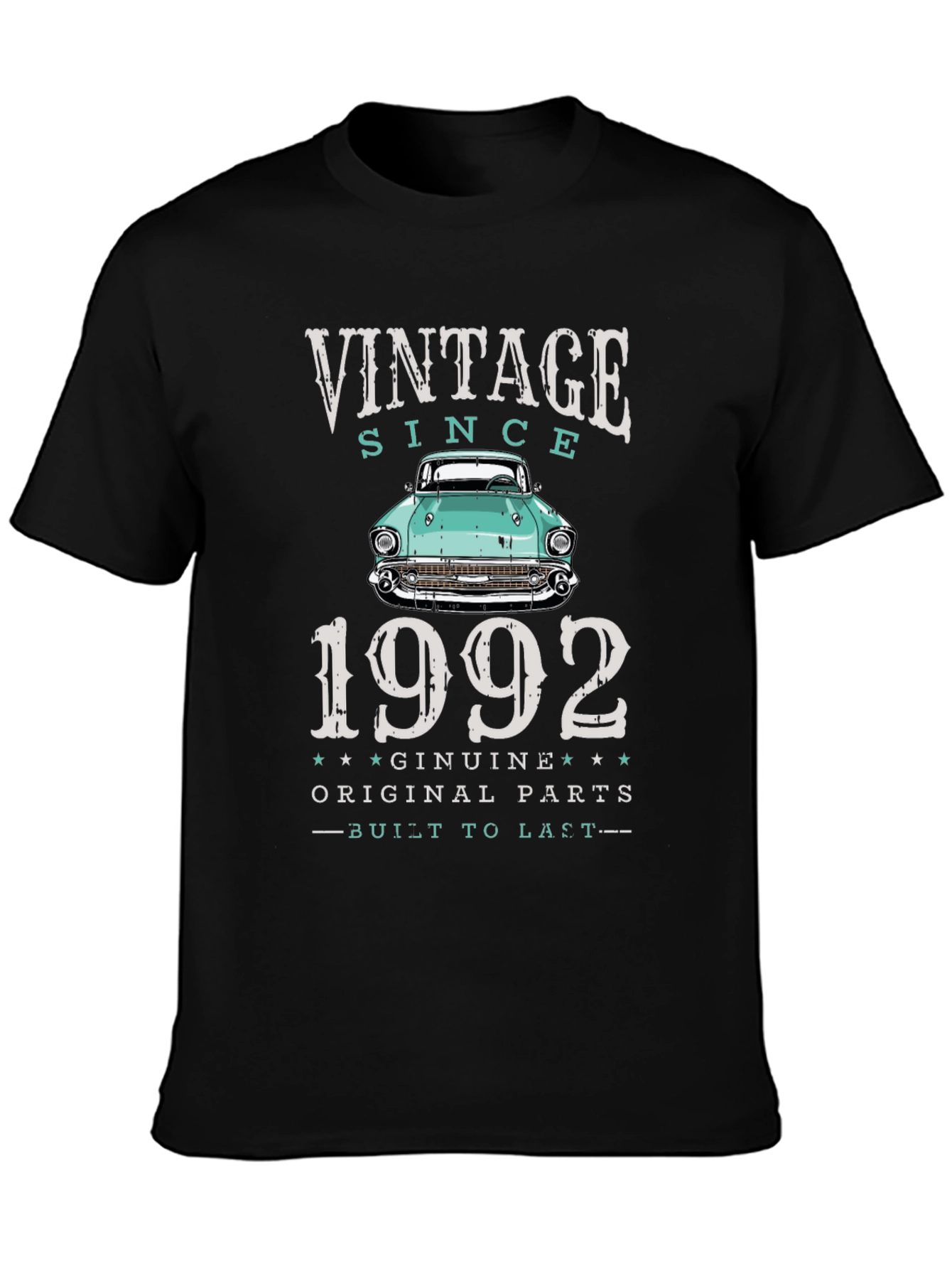 Black Vintage Since 1992 Car Graphic T-Shirt view 3